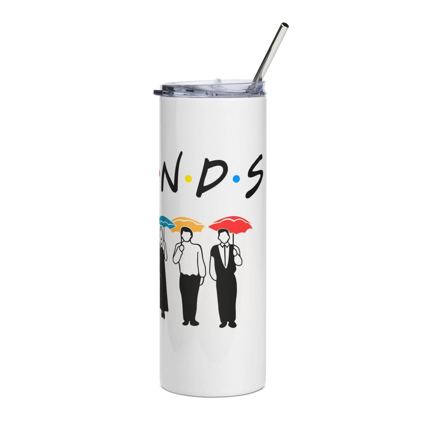 Friends TV Show Stainless Steel 20oz Tumbler — Colorful Umbrella Cast Design