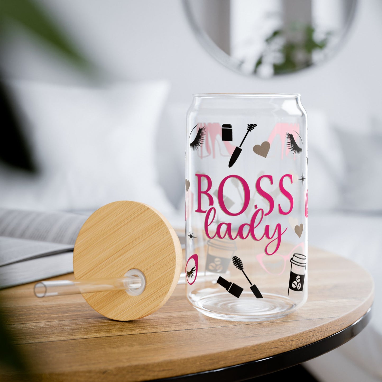 Boss Lady Sipper Glass — 16oz Makeup & Glam Travel Tumbler