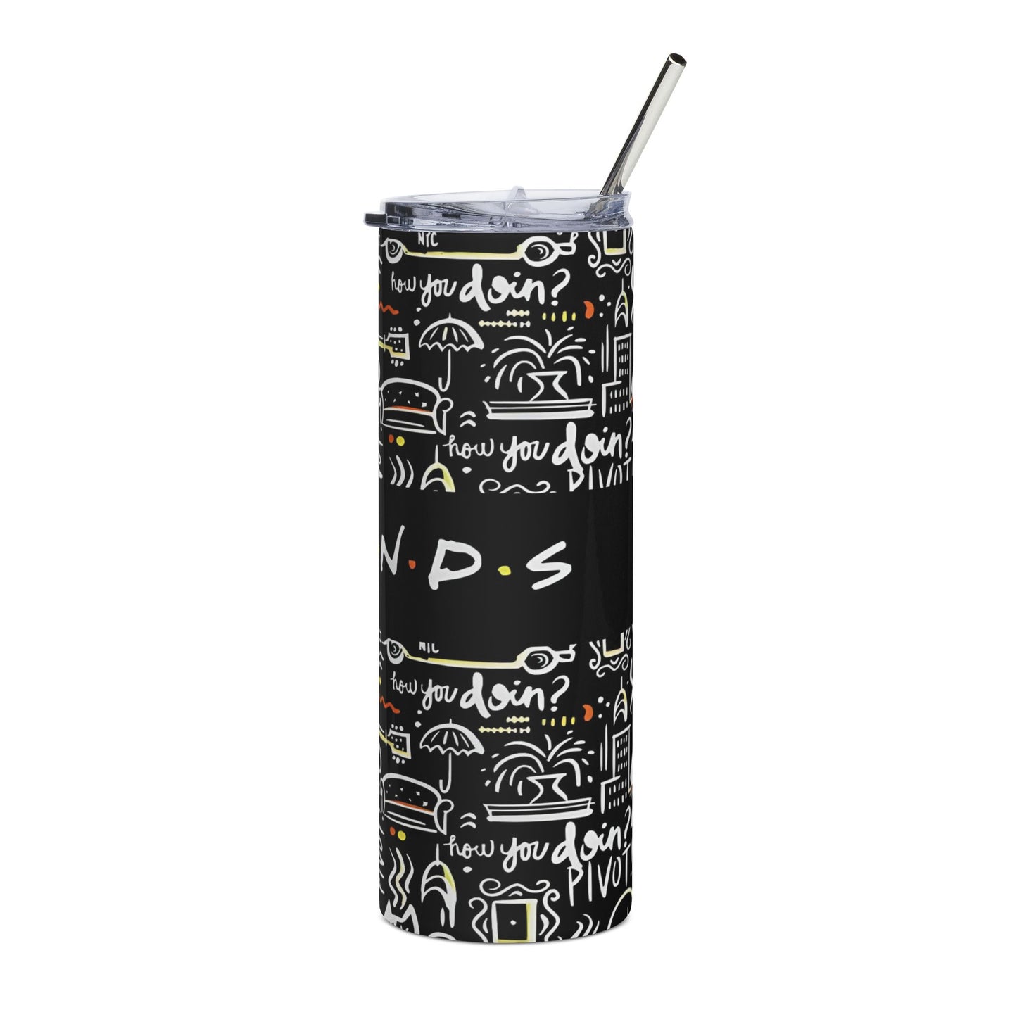 Friends TV Show Stainless Steel 20oz Tumbler — 'F.R.I.E.N.D.S' Doodle Design