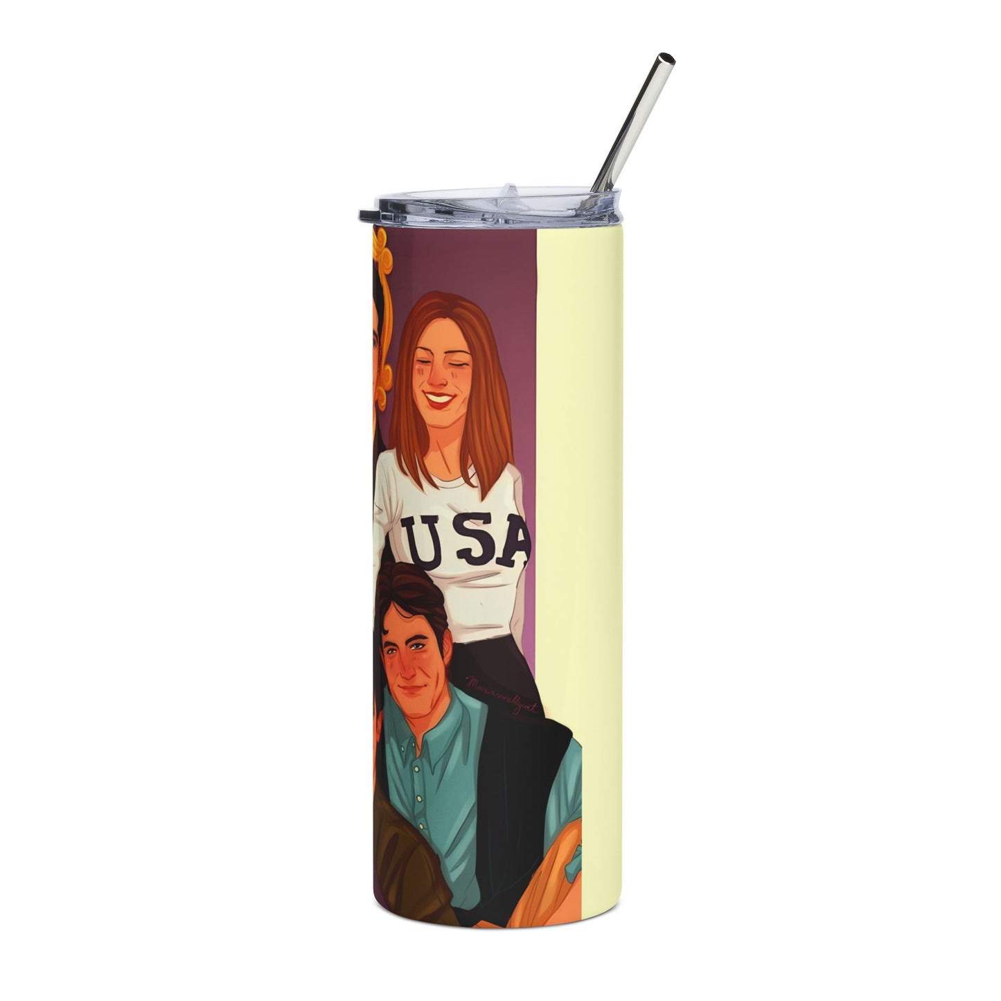 20oz Stainless Steel Tumbler — Illustrated Friends Group Portrait Travel Cup