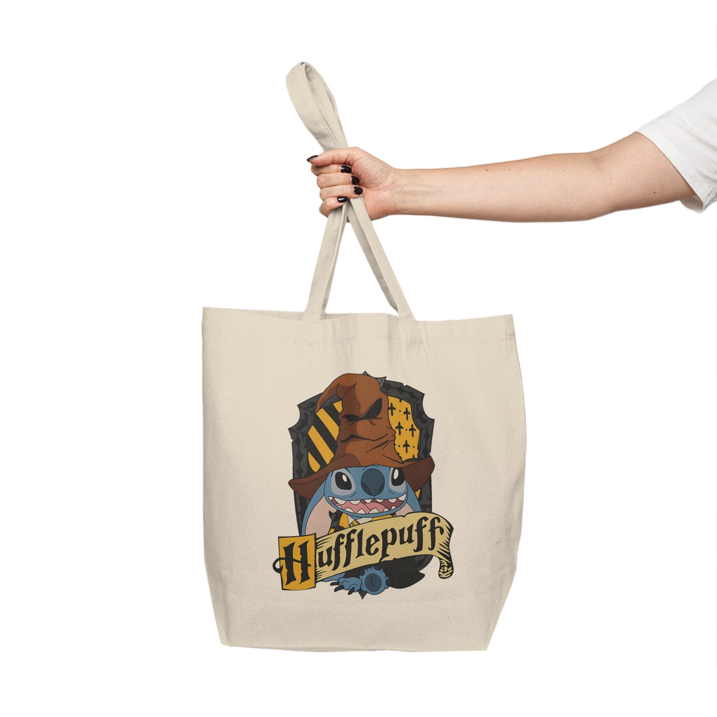 Hufflepuff Stitch Canvas Tote Bag — Cute Wizard House Shopper
