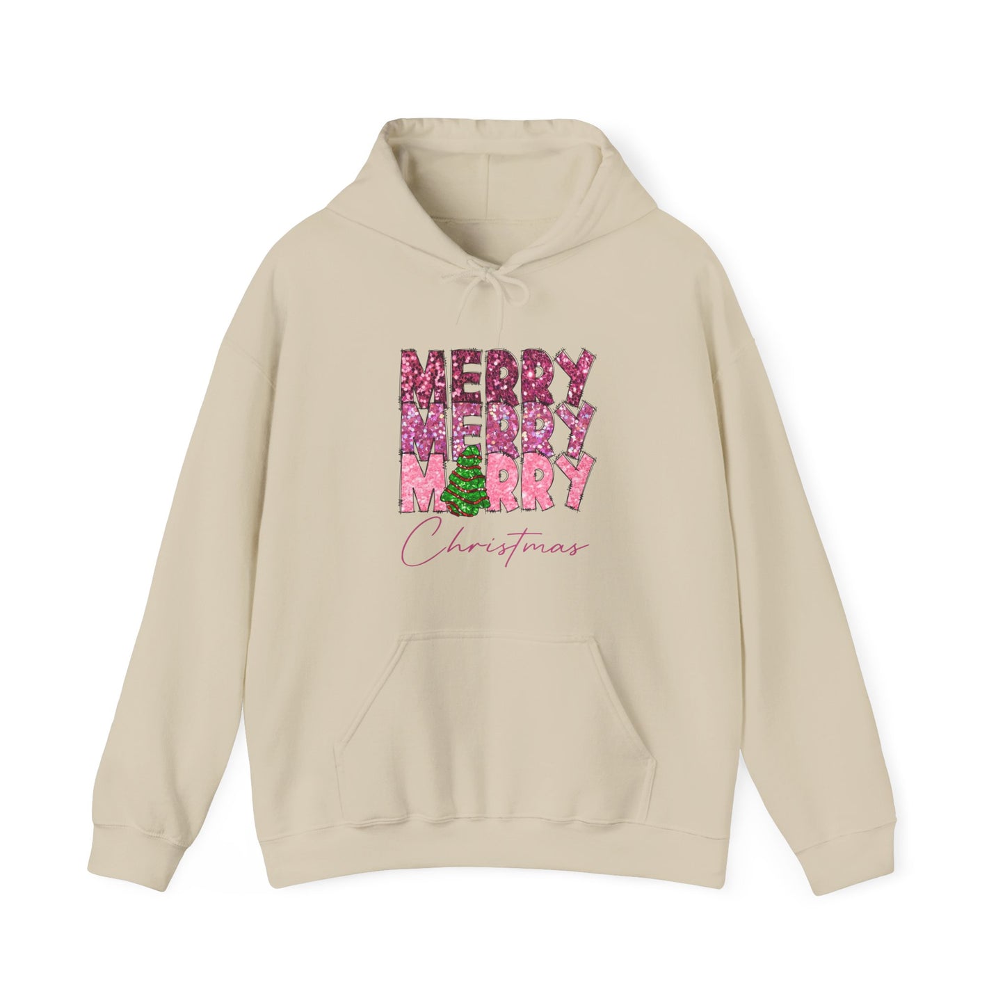 Merry Merry Merry Christmas Hoodie — Festive Floral Holiday Sweatshirt