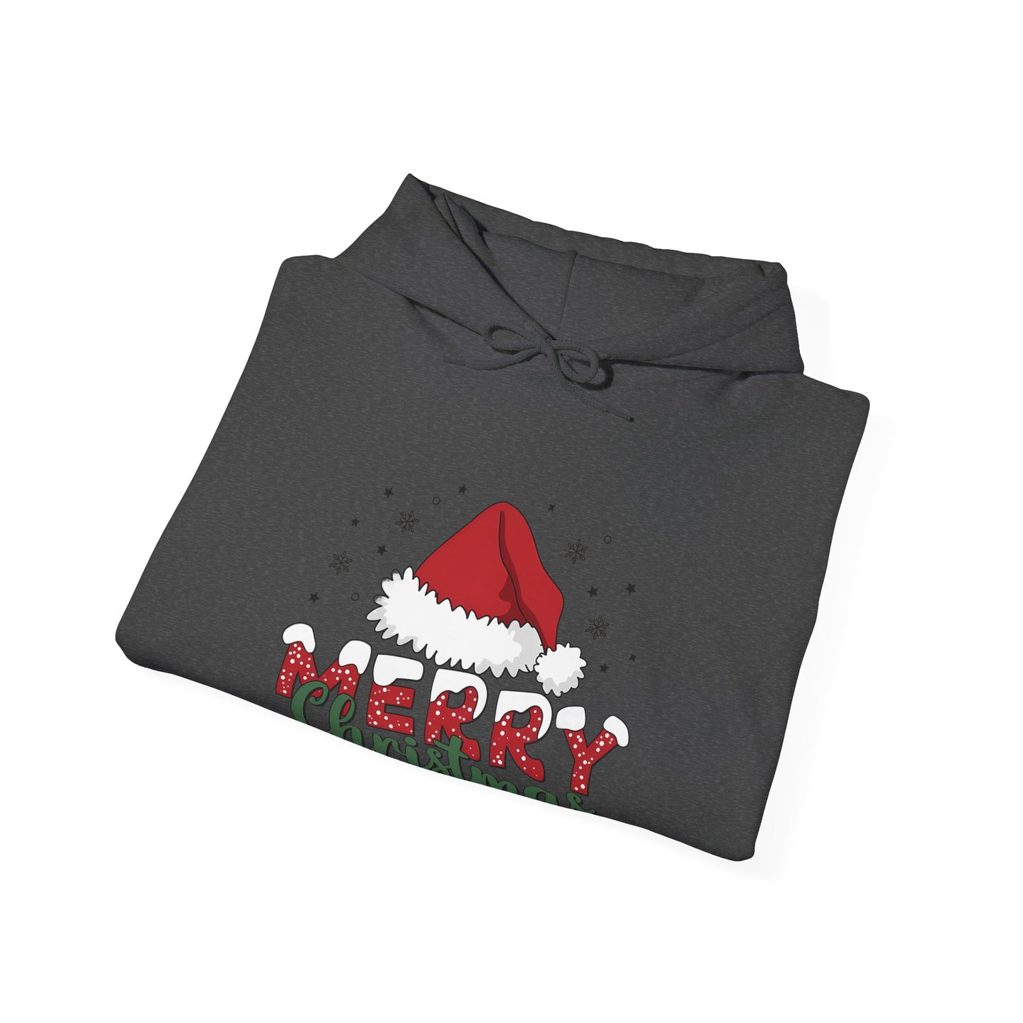 Christmas Hoodie - 'Merry Christmas' Santa Hat Holiday Sweatshirt