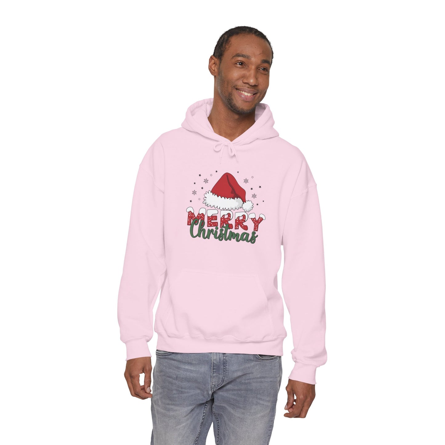 Christmas Hoodie - 'Merry Christmas' Santa Hat Holiday Sweatshirt