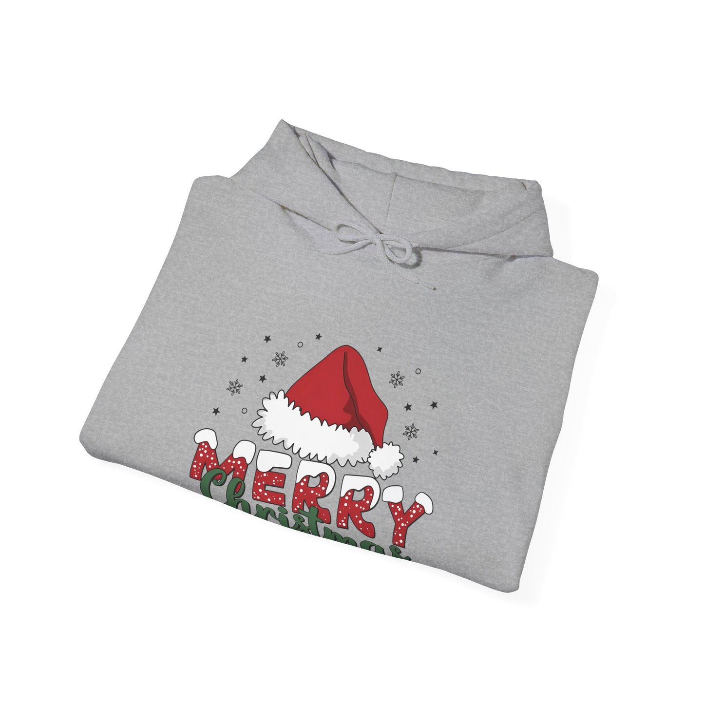 Christmas Hoodie - 'Merry Christmas' Santa Hat Holiday Sweatshirt