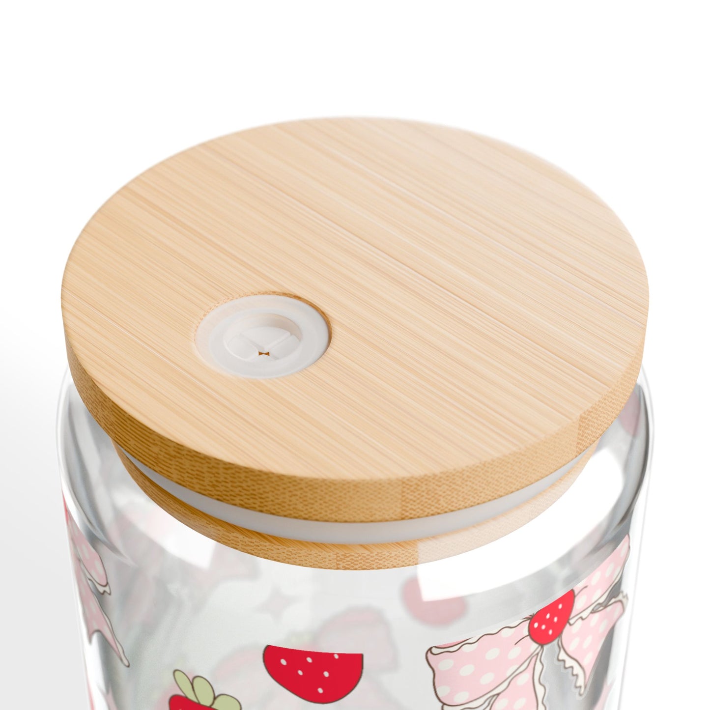 16oz Strawberry Bow Sipper Glass – Reusable Straw Tumbler