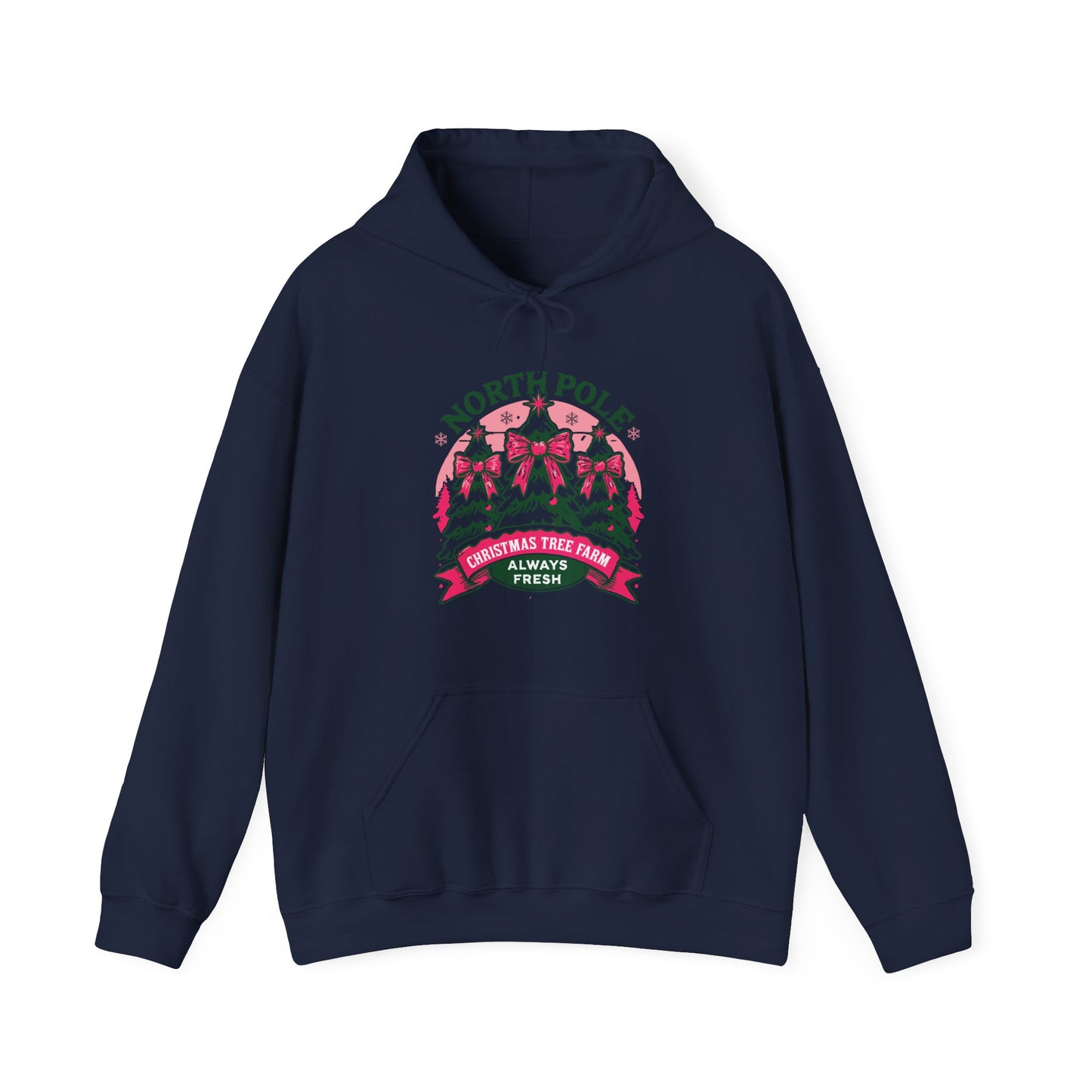 North Pole Christmas Tree Farm Hoodie - Vintage Holiday Winter Sweatshirt