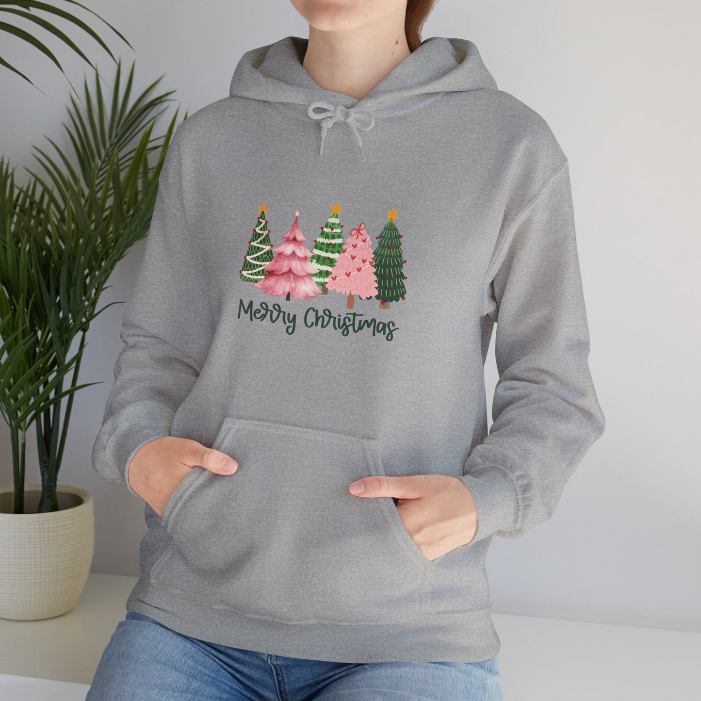 Christmas Tree Cluster Hoodie – "Merry Christmas" Festive Holiday Sweatshirt