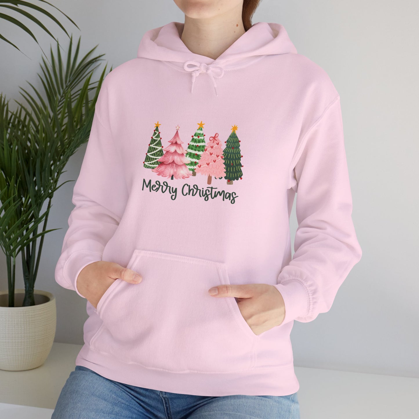 Christmas Tree Cluster Hoodie – "Merry Christmas" Festive Holiday Sweatshirt