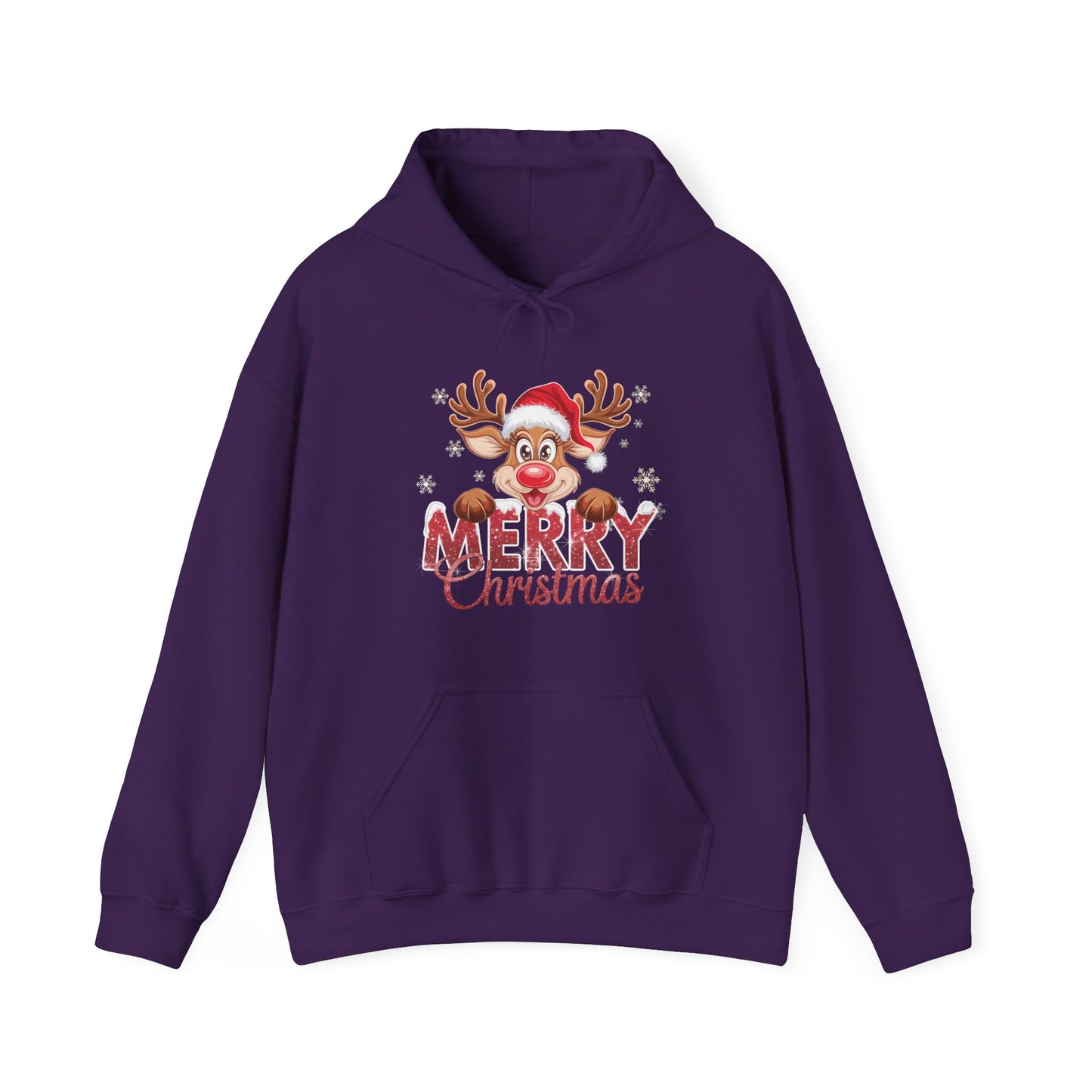 Christmas Reindeer Hoodie - 'Merry Christmas' Cute Santa Reindeer Holiday Sweatshirt