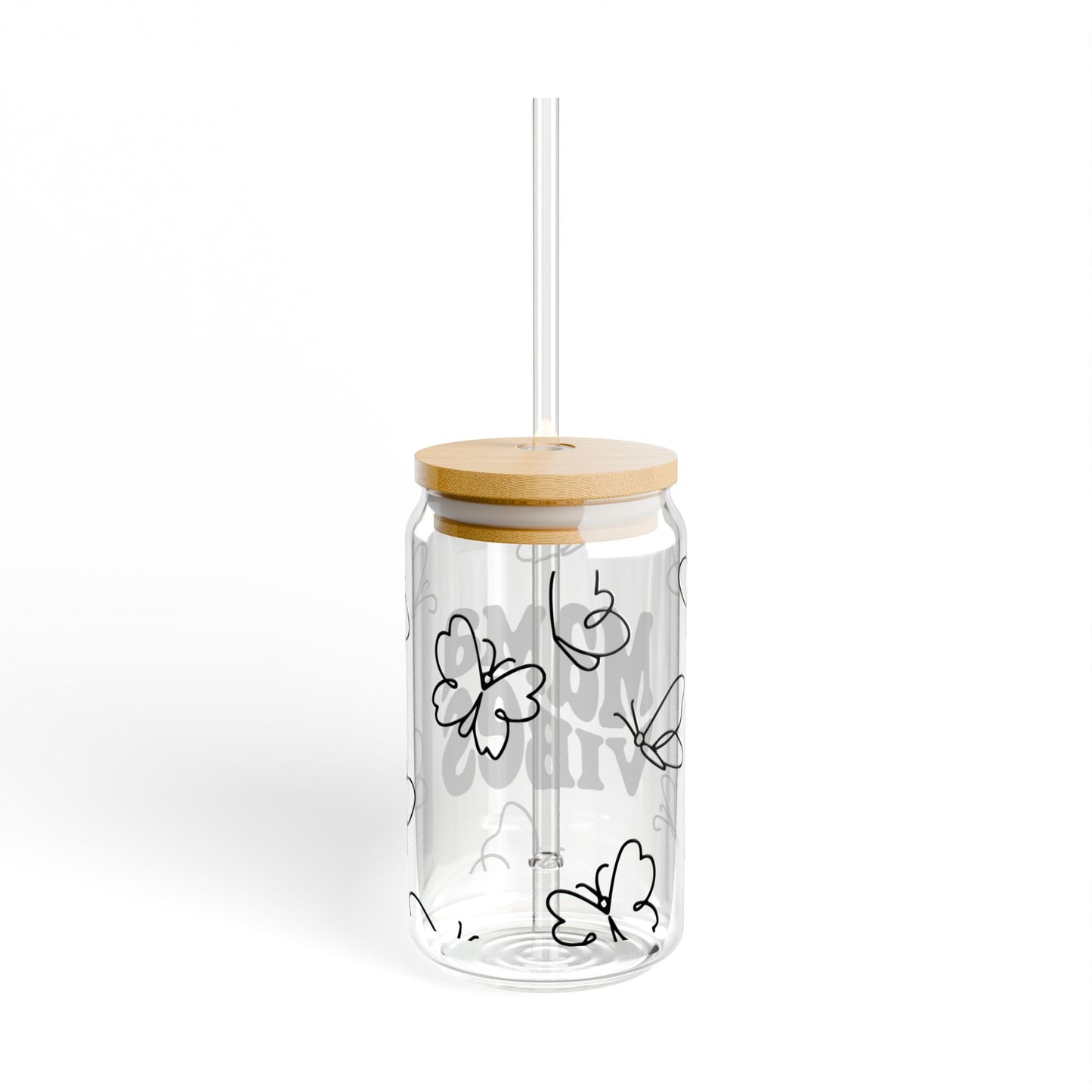 Mama Vibes Sipper Glass - 16oz Reusable Tumbler with Straw