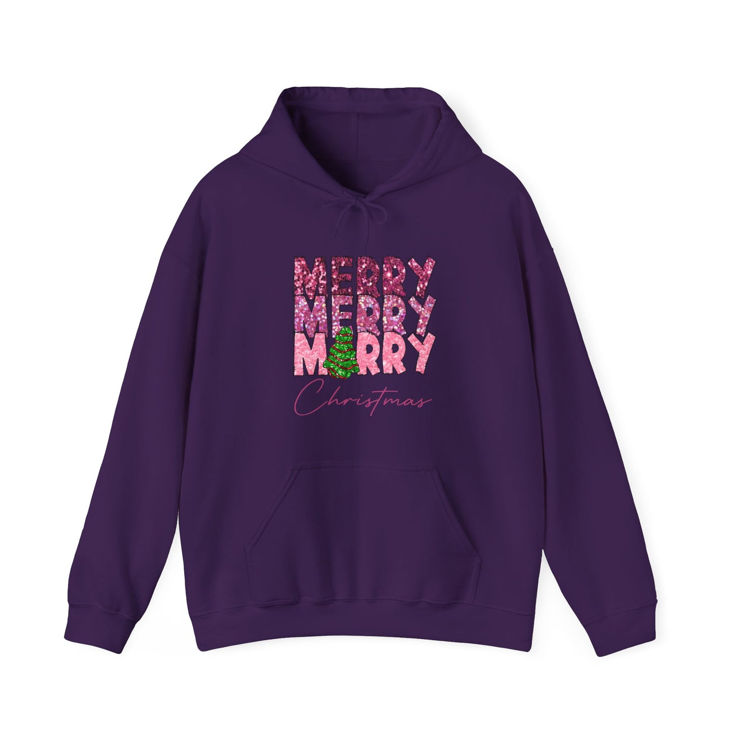 Merry Merry Merry Christmas Hoodie — Festive Floral Holiday Sweatshirt