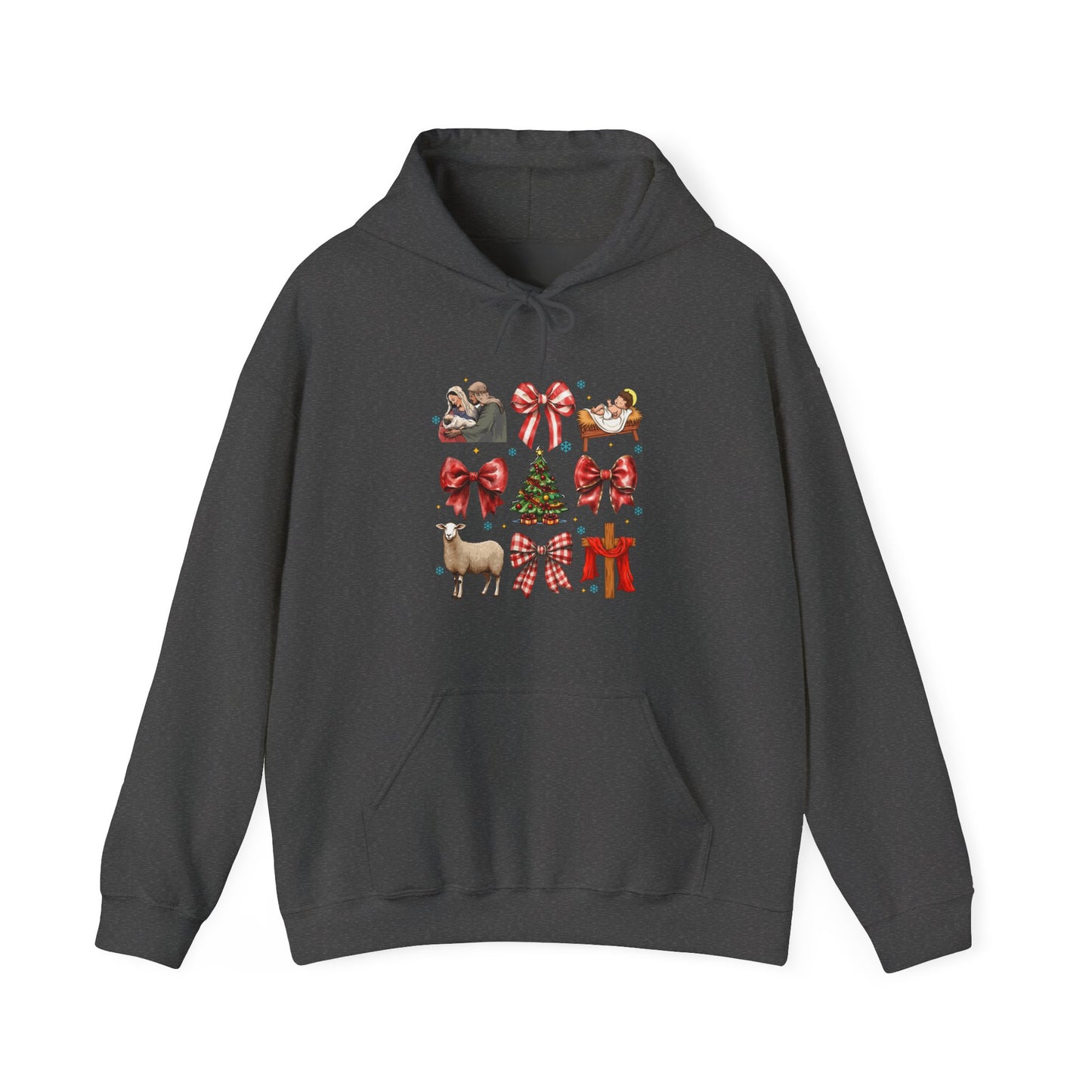 Christmas Bow & Reindeer Hoodie — Festive Holiday Graphic Sweatshirt