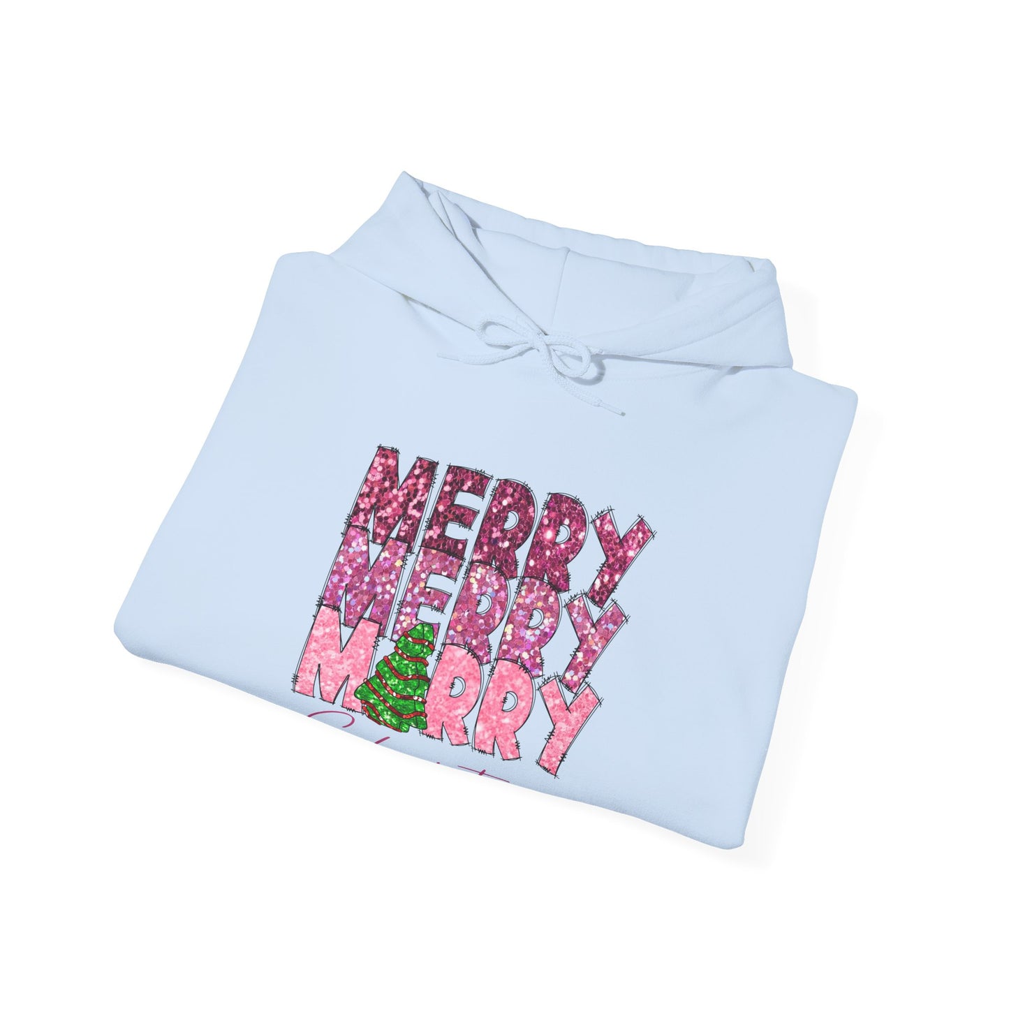 Merry Merry Merry Christmas Hoodie — Festive Floral Holiday Sweatshirt