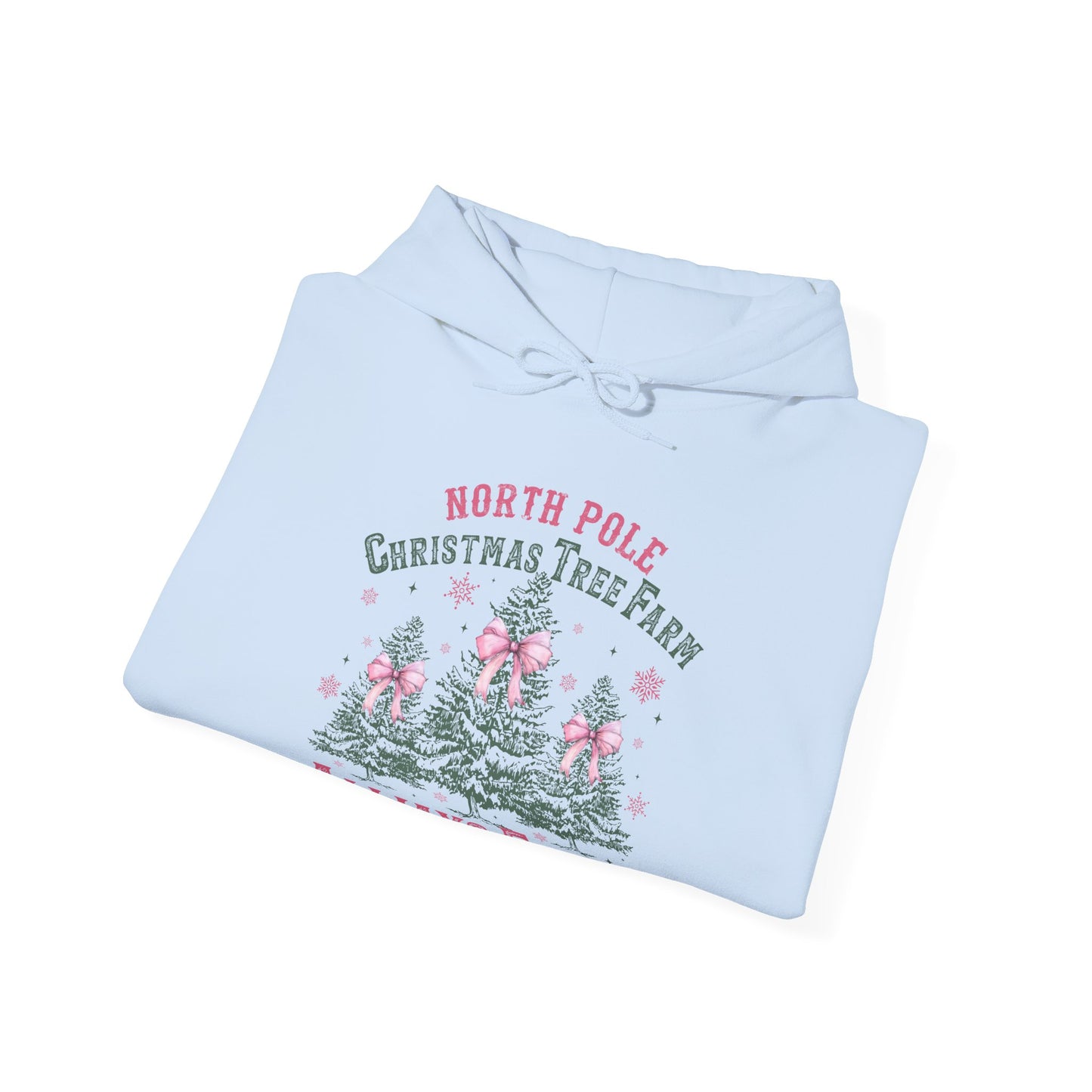 Christmas Tree Farm Hoodie - "North Pole Christmas Tree Farm Always Fresh" Cozy Holiday Pullover