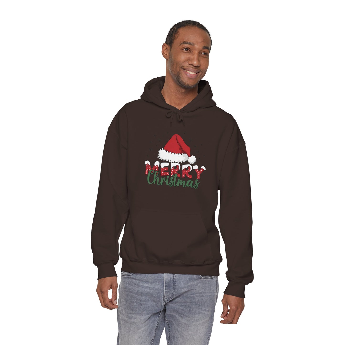 Christmas Hoodie - 'Merry Christmas' Santa Hat Holiday Sweatshirt