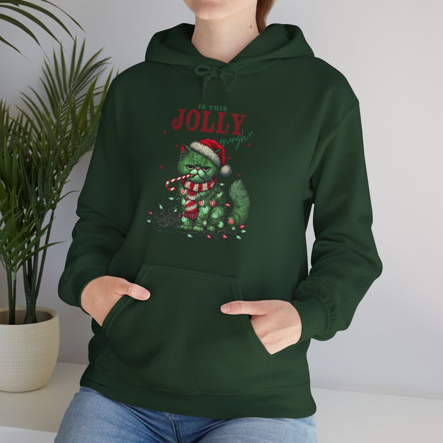 Holiday Dino Hoodie - "Be Jolly" Cute Christmas T-Rex Sweatshirt