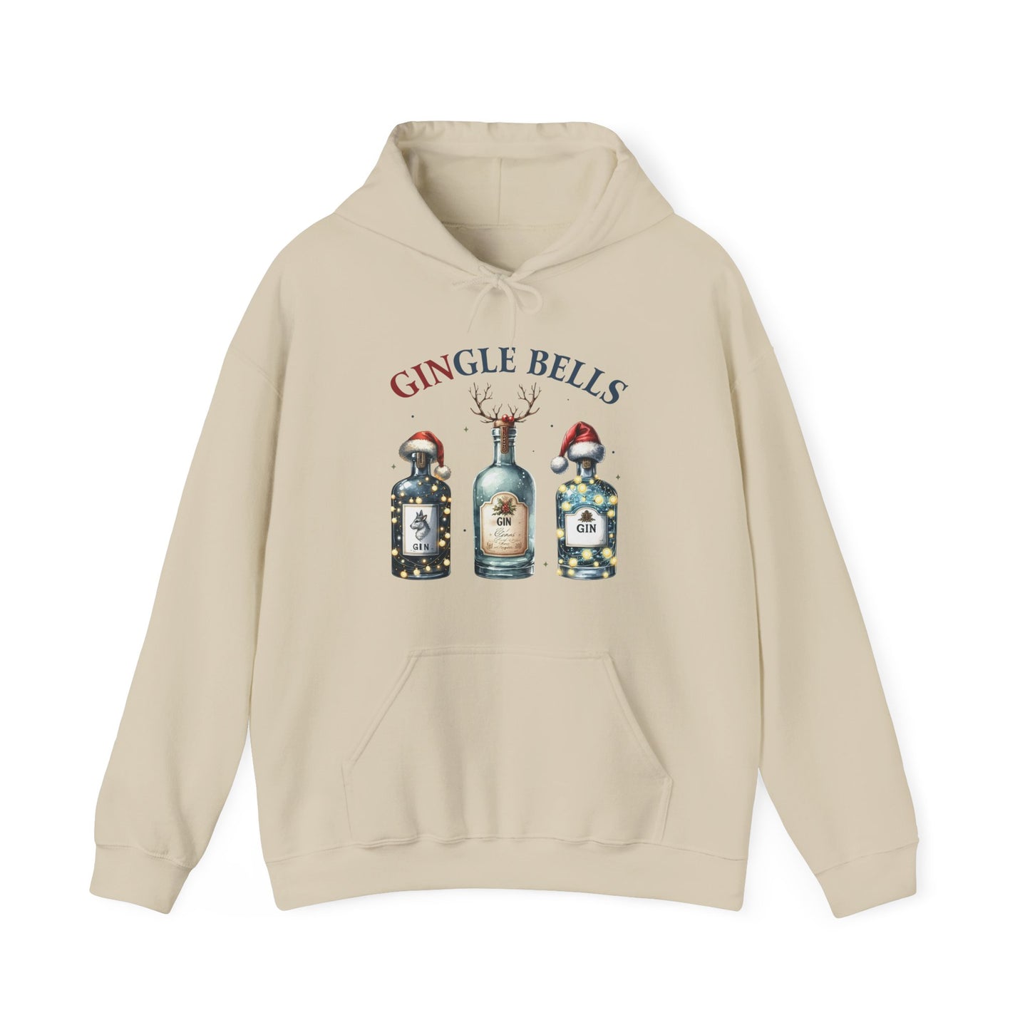 Hoodie — "Gingle Bells" Festive Bottle Christmas Hooded Sweatshirt