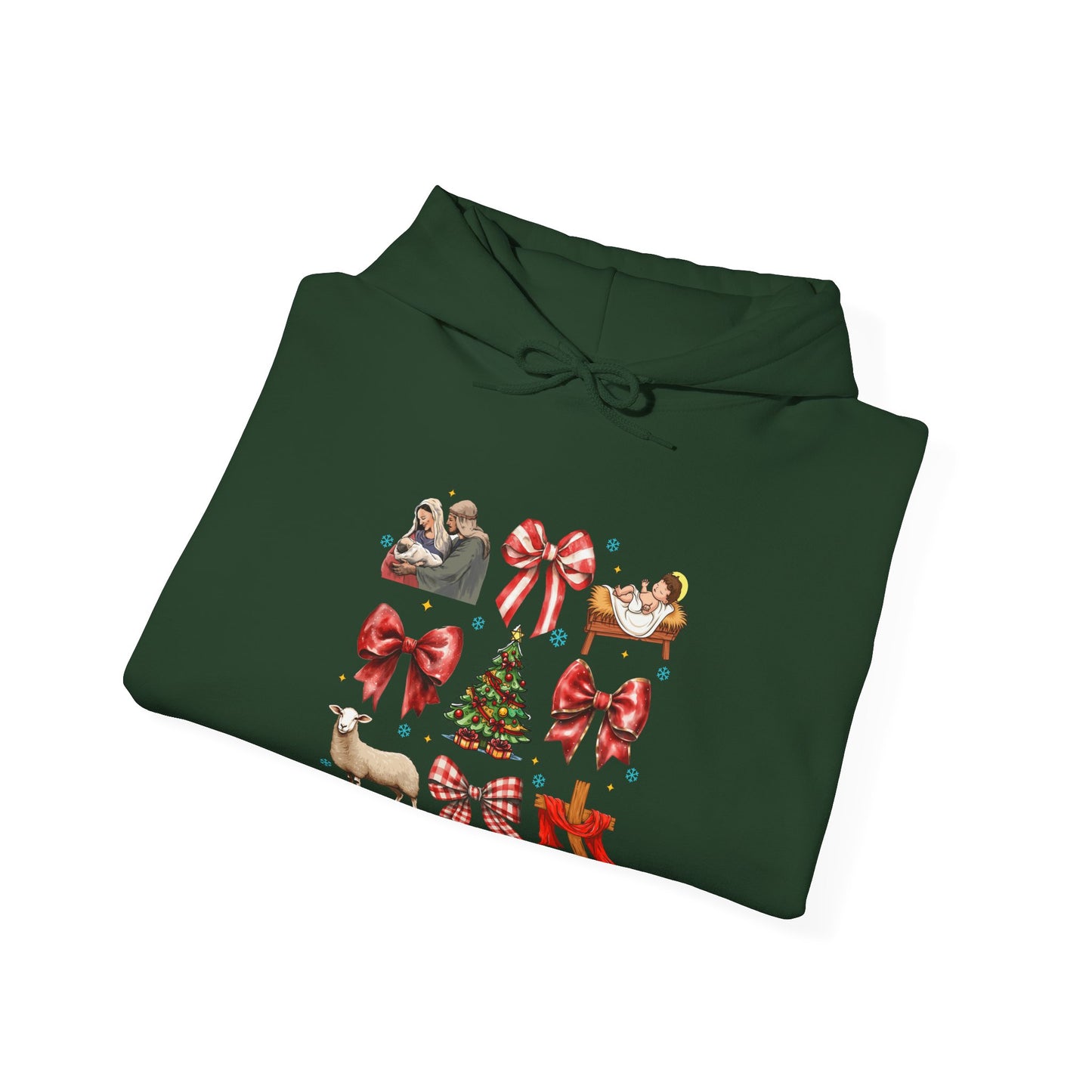 Christmas Bow & Reindeer Hoodie — Festive Holiday Graphic Sweatshirt