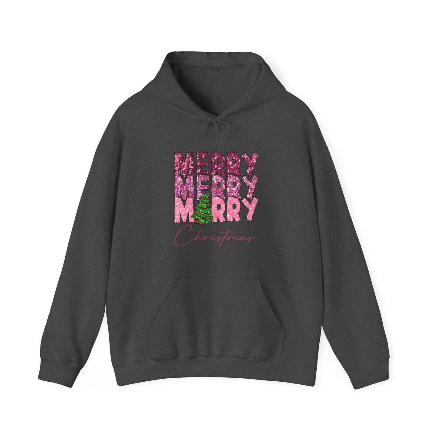 Merry Merry Merry Christmas Hoodie — Festive Floral Holiday Sweatshirt