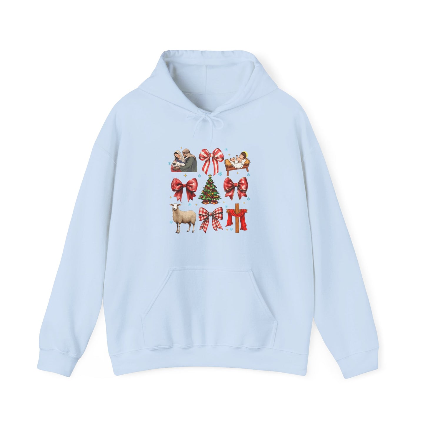 Christmas Bow & Reindeer Hoodie — Festive Holiday Graphic Sweatshirt
