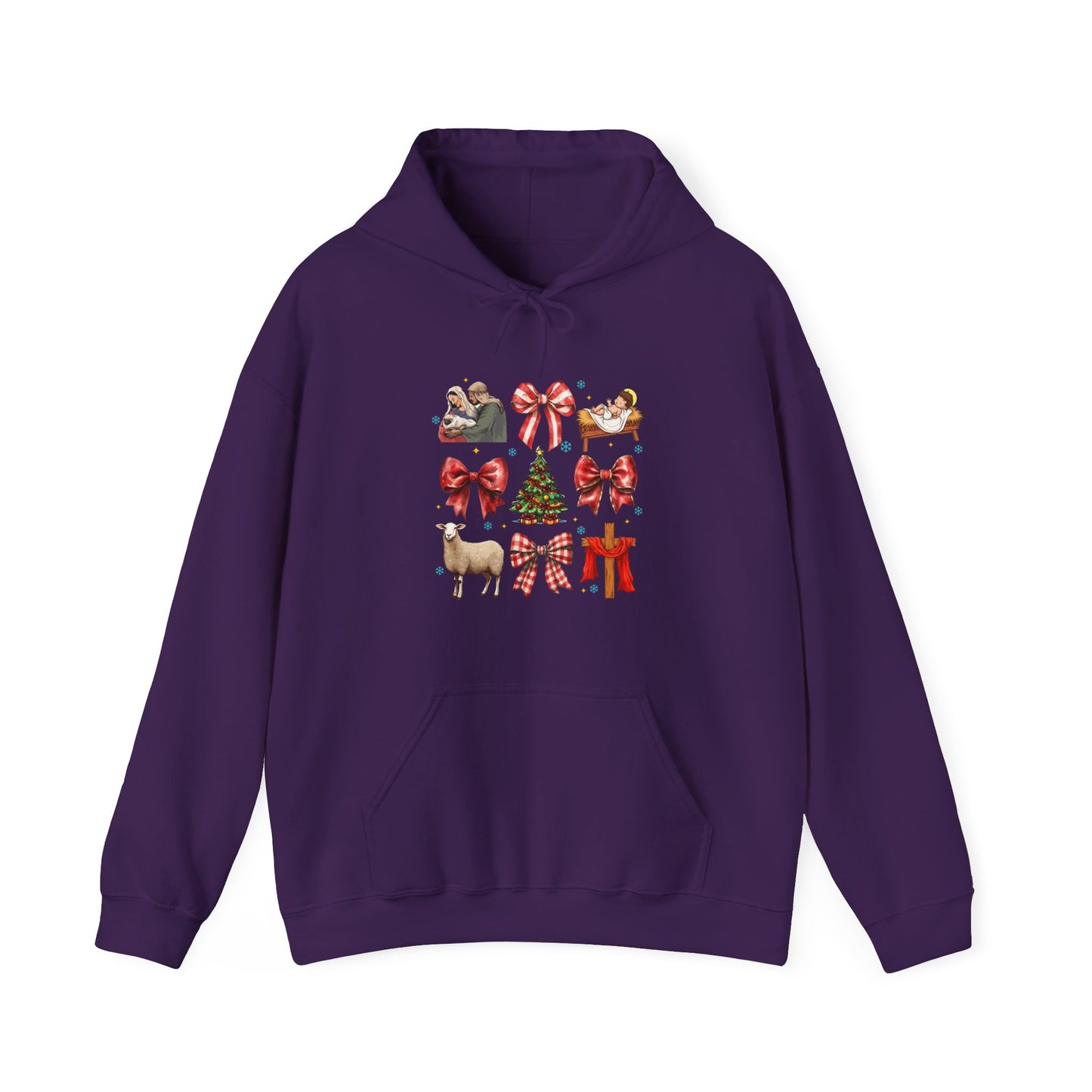 Christmas Bow & Reindeer Hoodie — Festive Holiday Graphic Sweatshirt