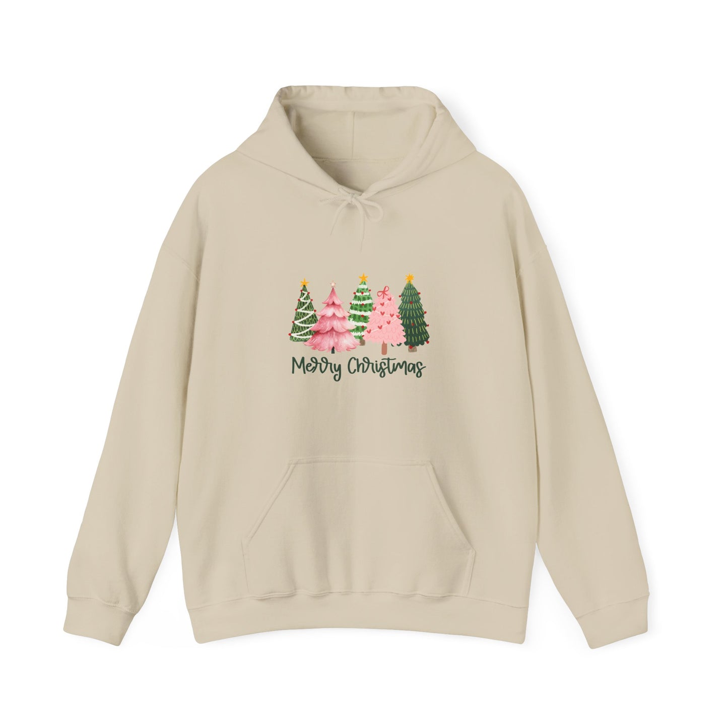 Christmas Tree Cluster Hoodie – "Merry Christmas" Festive Holiday Sweatshirt