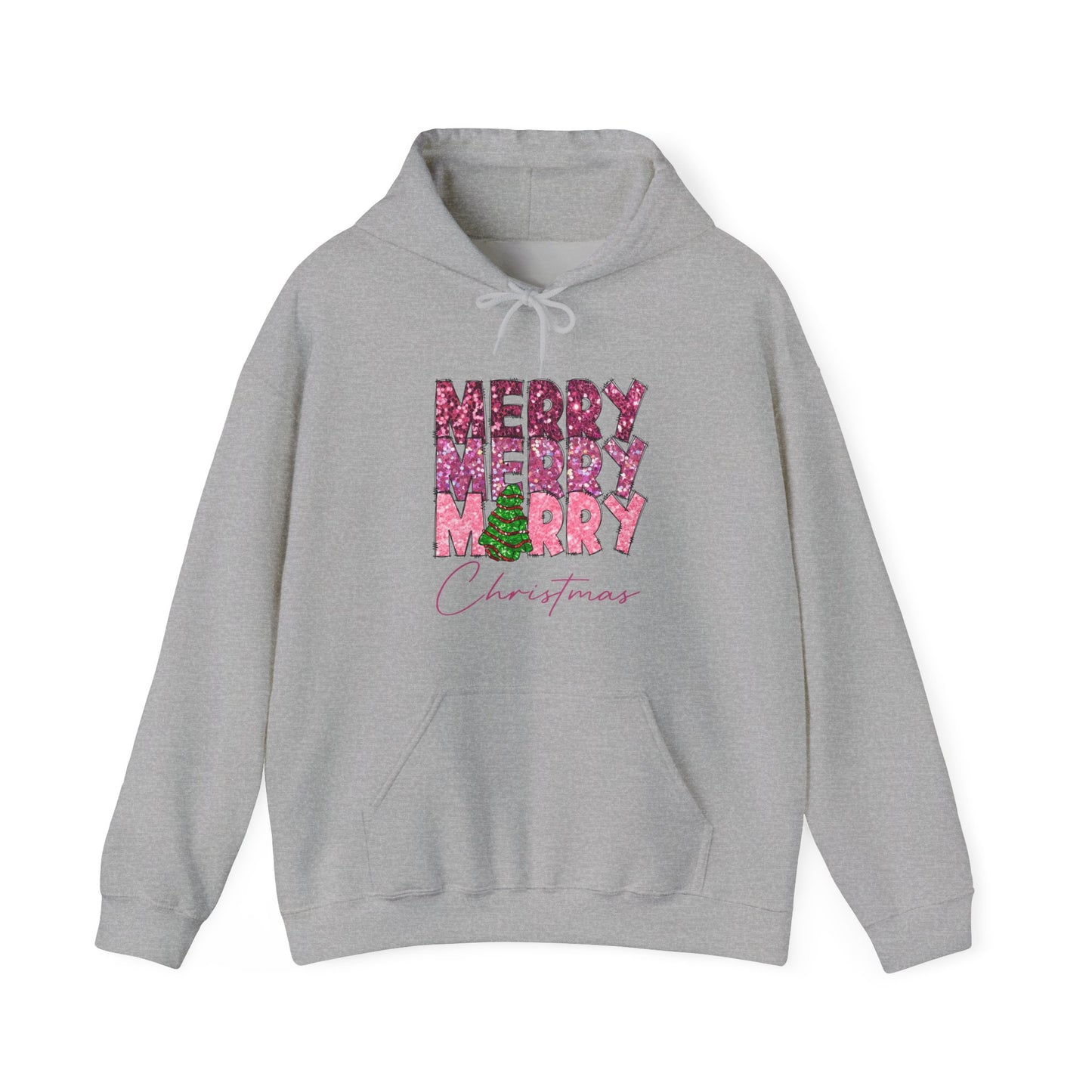 Merry Merry Merry Christmas Hoodie — Festive Floral Holiday Sweatshirt