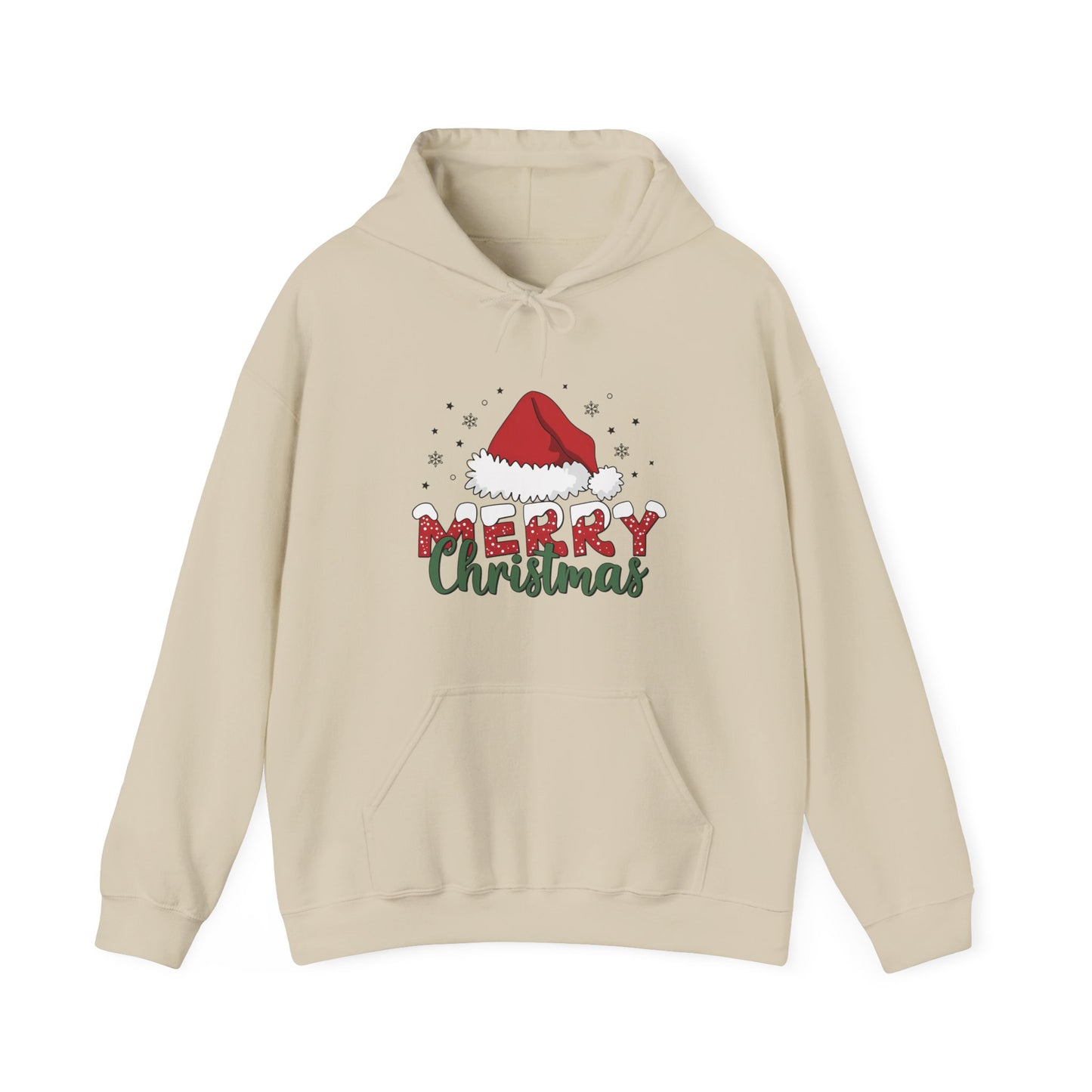 Christmas Hoodie - 'Merry Christmas' Santa Hat Holiday Sweatshirt