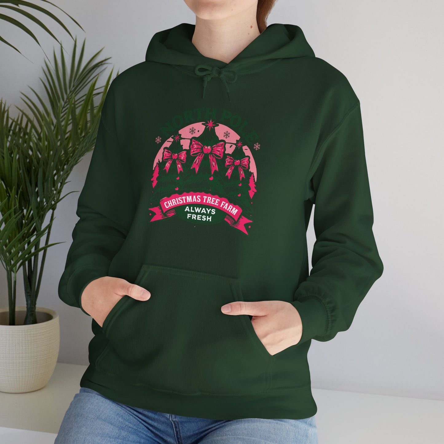 North Pole Christmas Tree Farm Hoodie - Vintage Holiday Winter Sweatshirt