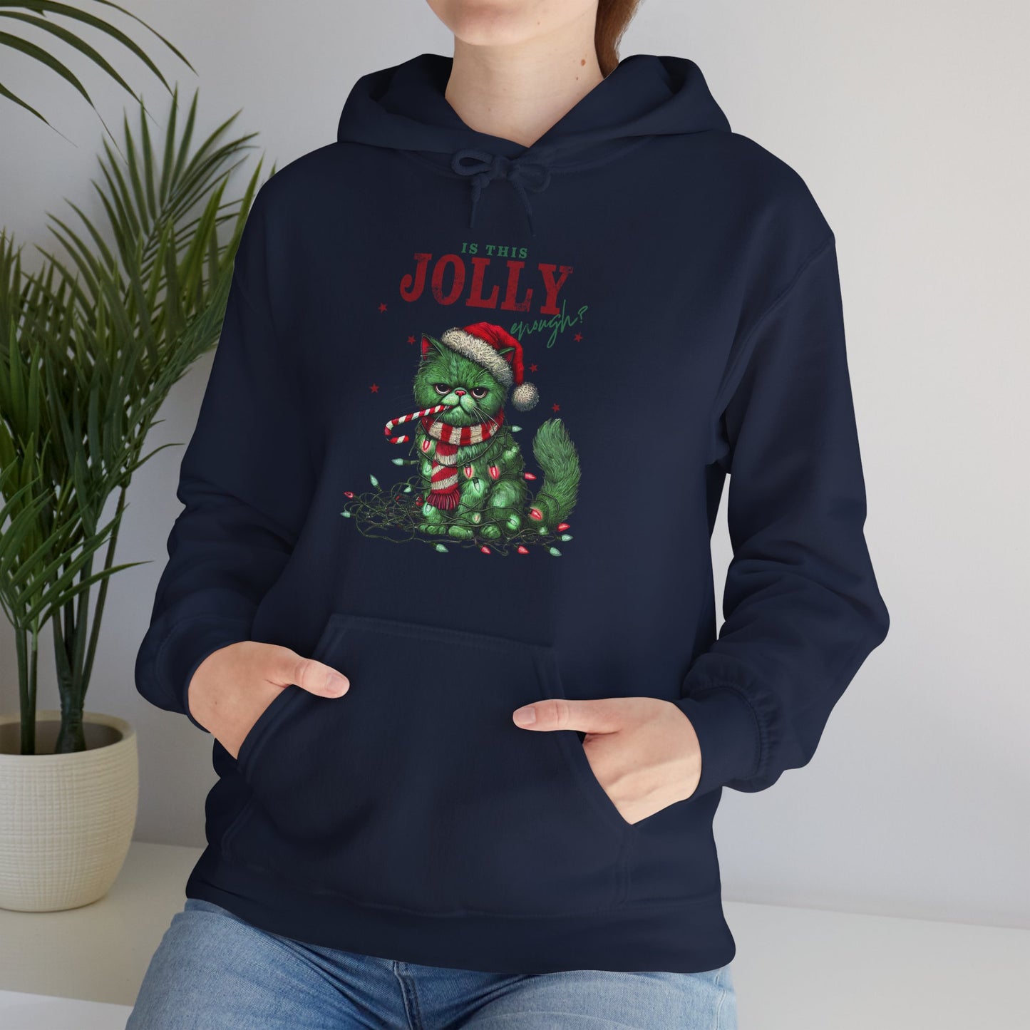Holiday Dino Hoodie - "Be Jolly" Cute Christmas T-Rex Sweatshirt