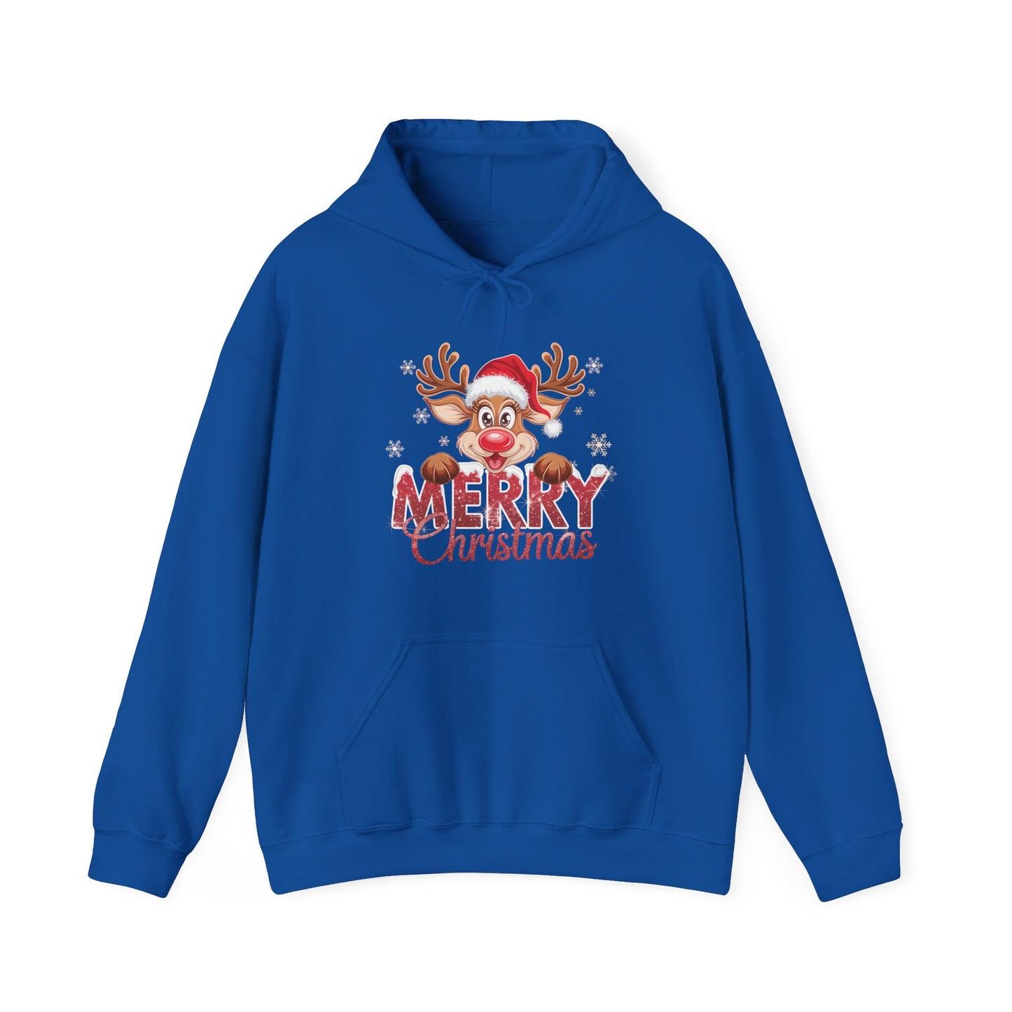 Christmas Reindeer Hoodie - 'Merry Christmas' Cute Santa Reindeer Holiday Sweatshirt