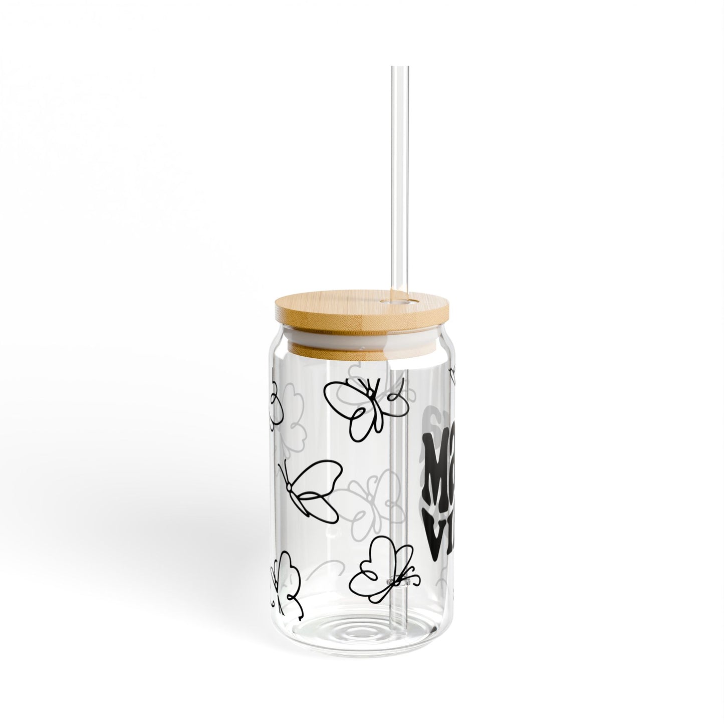 Mama Vibes Sipper Glass - 16oz Reusable Tumbler with Straw