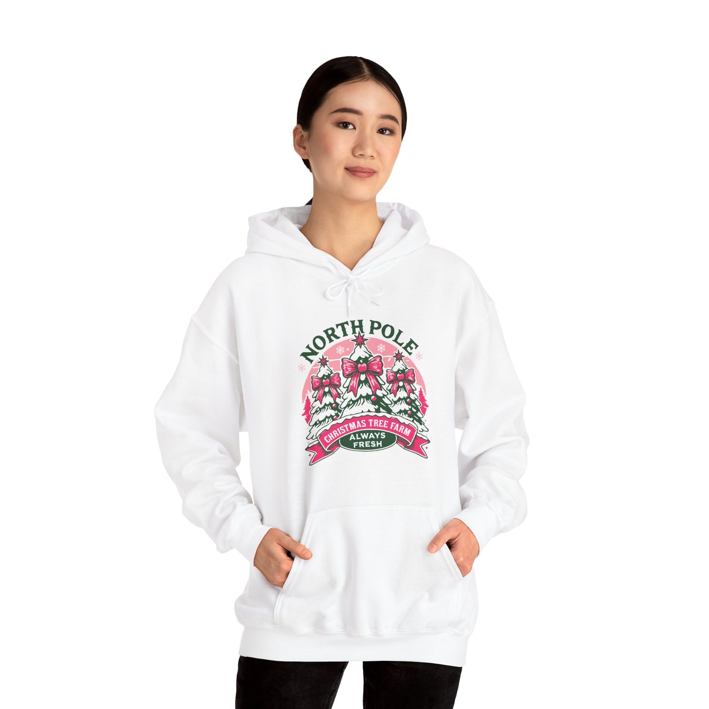North Pole Christmas Tree Farm Hoodie - Vintage Holiday Winter Sweatshirt