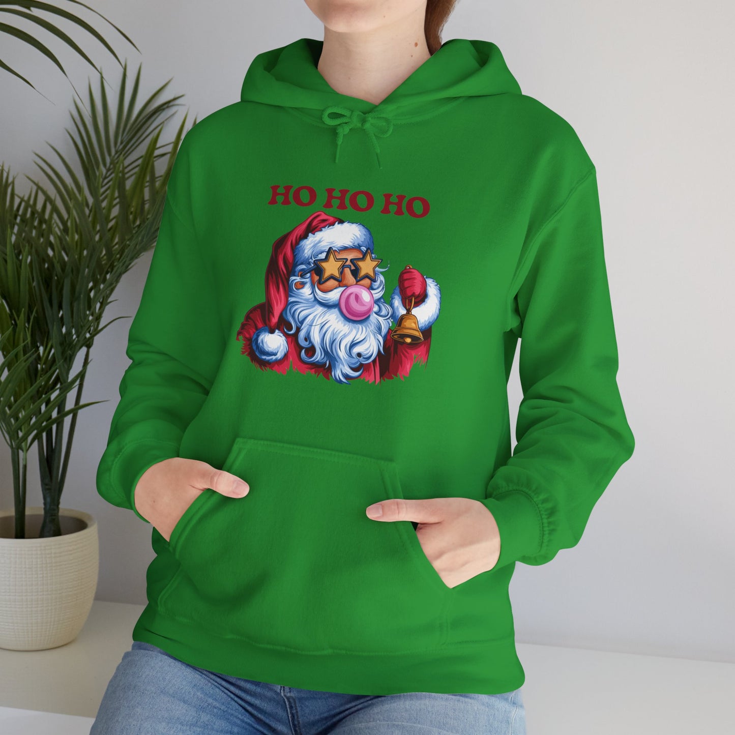 Santa 'Ho Ho Ho' Graphic Hoodie — Festive Retro Santa Pullover for Christmas