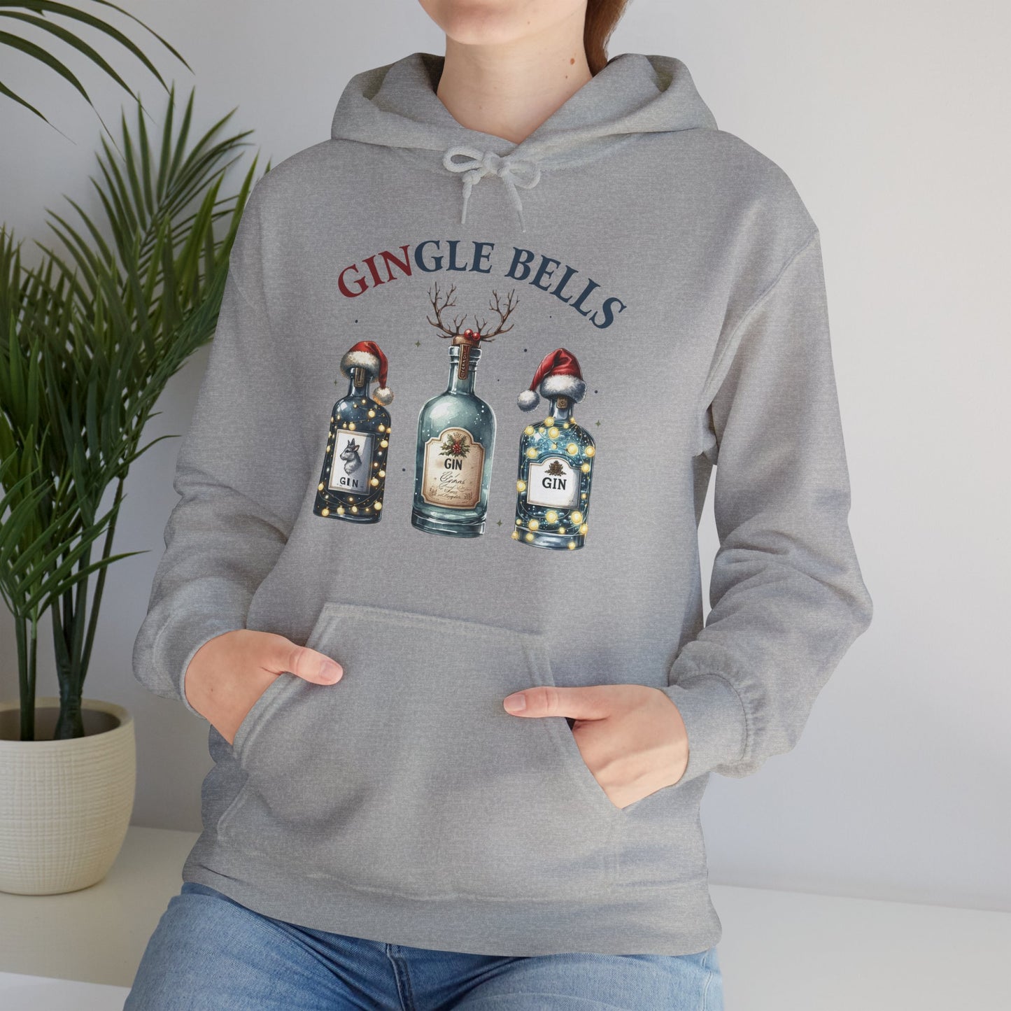 Hoodie — "Gingle Bells" Festive Bottle Christmas Hooded Sweatshirt