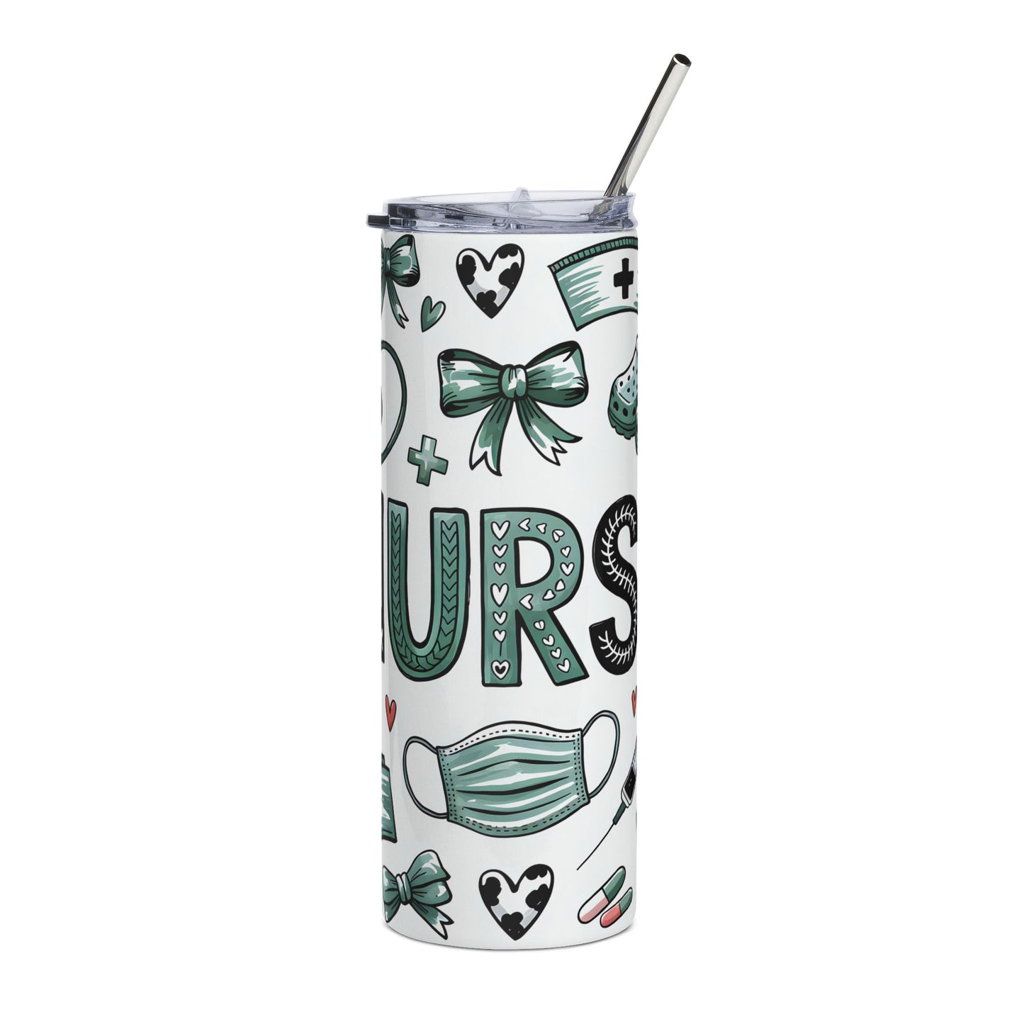 Nurse Life 20oz Stainless Steel Tumbler — Medical Stethoscope & Mask Travel Cup