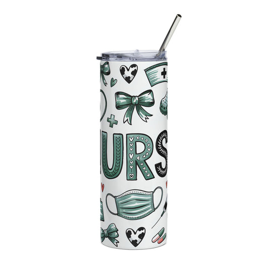 Nurse Life 20oz Stainless Steel Tumbler — Medical Stethoscope & Mask Travel Cup