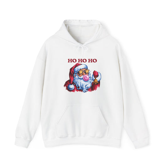 Santa 'Ho Ho Ho' Graphic Hoodie — Festive Retro Santa Pullover for Christmas