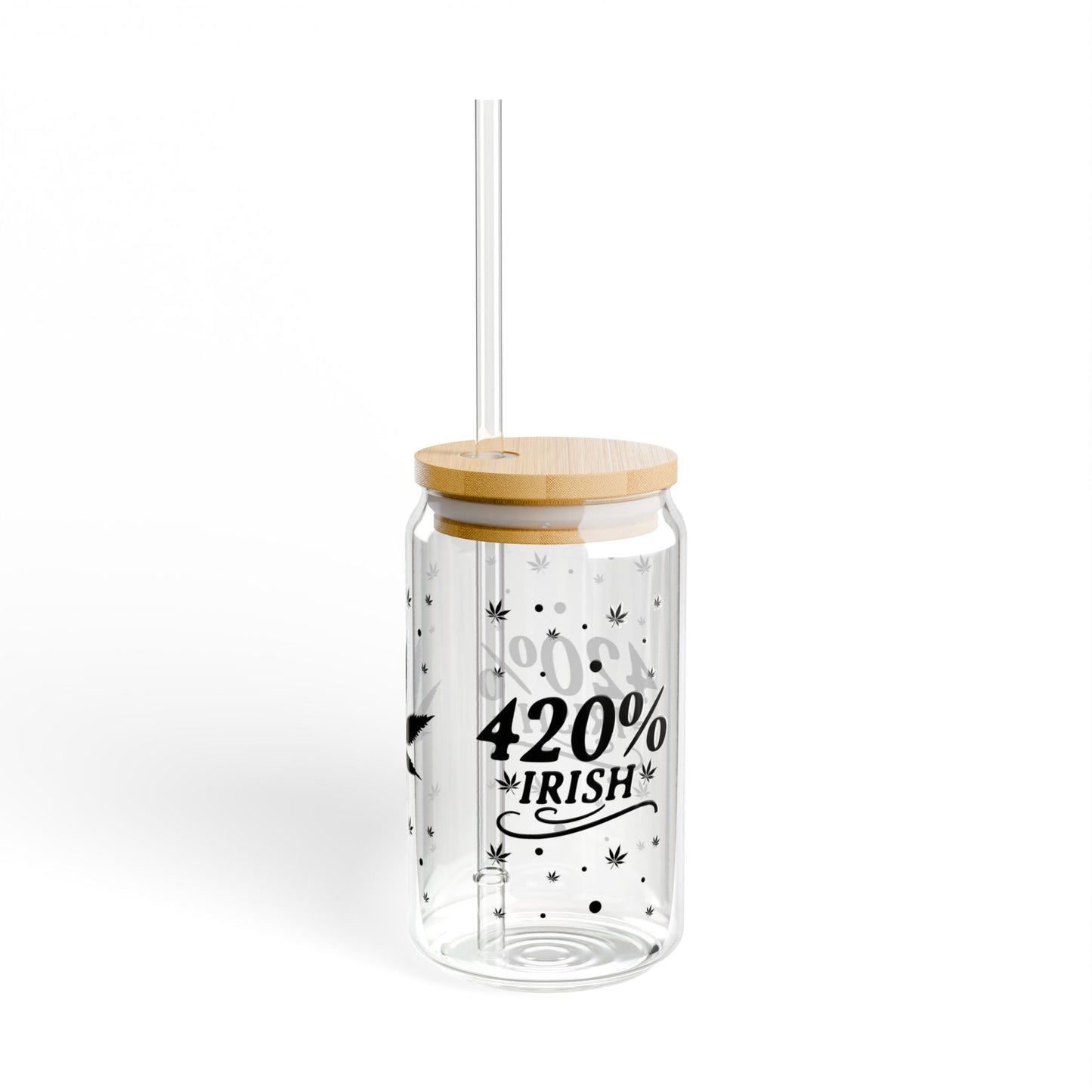 420% Irish 16oz Glass Sipper with Straw
