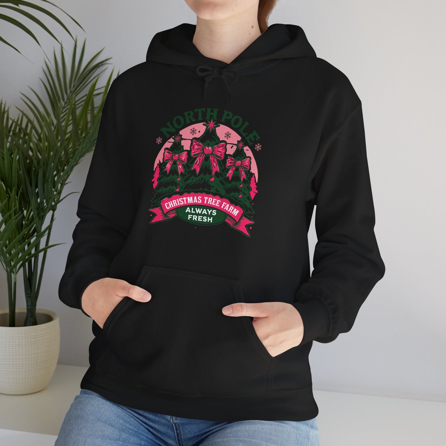 North Pole Christmas Tree Farm Hoodie - Vintage Holiday Winter Sweatshirt