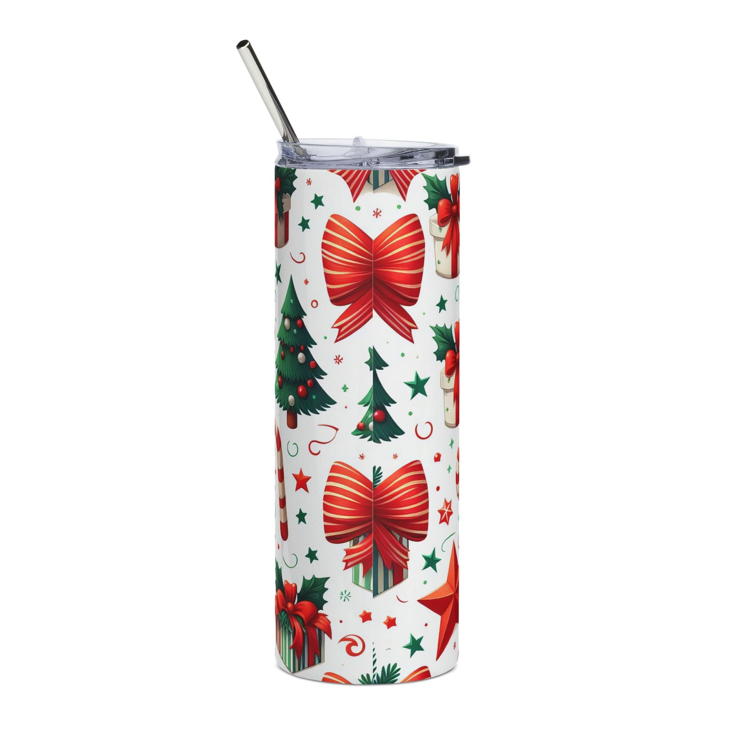 Christmas Tree & Candy Cane 20oz Stainless Tumbler — Holiday Gift Travel Mug