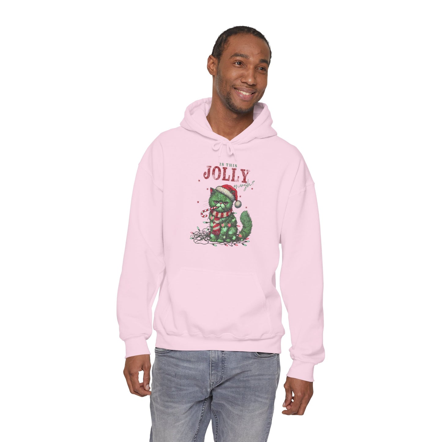 Holiday Dino Hoodie - "Be Jolly" Cute Christmas T-Rex Sweatshirt
