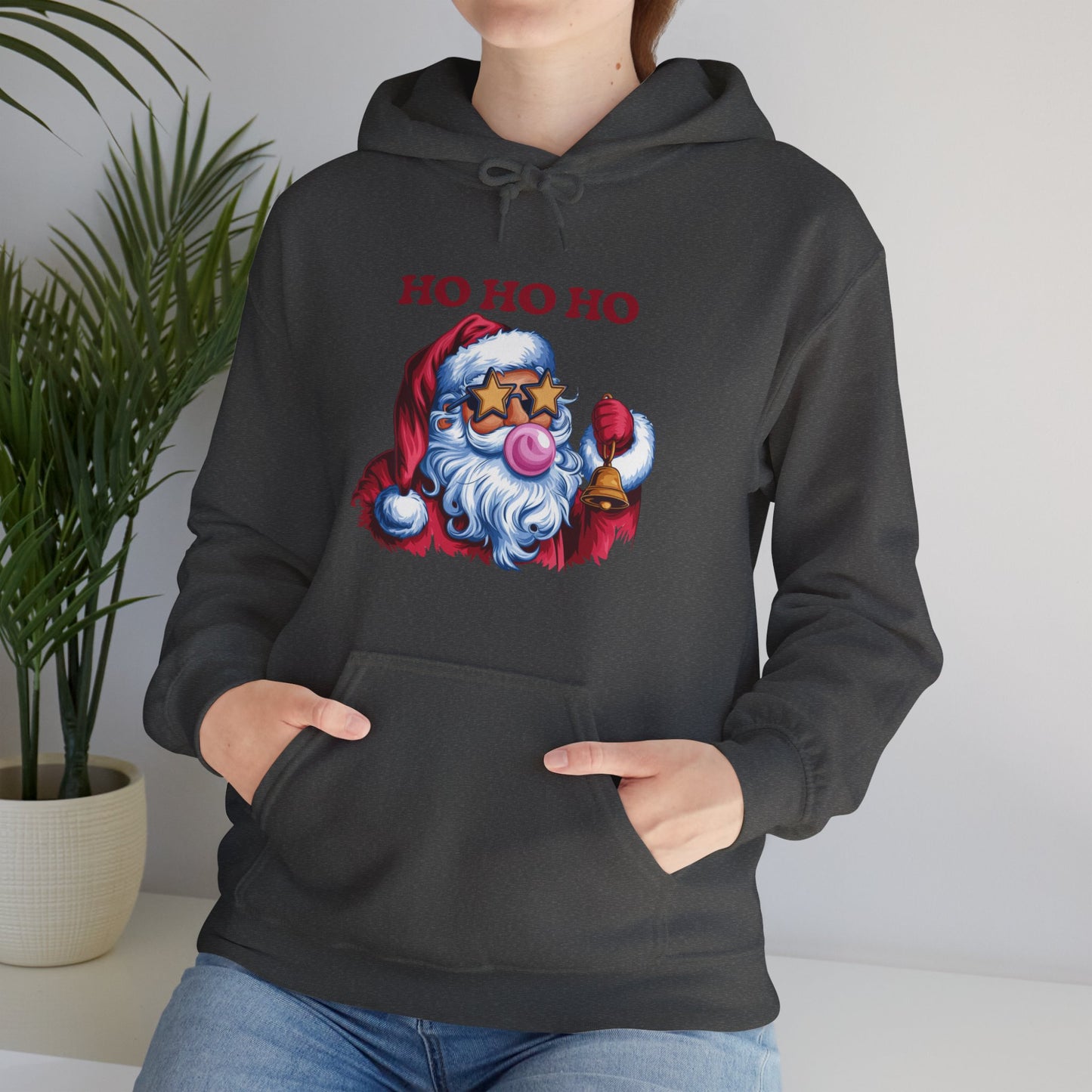 Santa 'Ho Ho Ho' Graphic Hoodie — Festive Retro Santa Pullover for Christmas