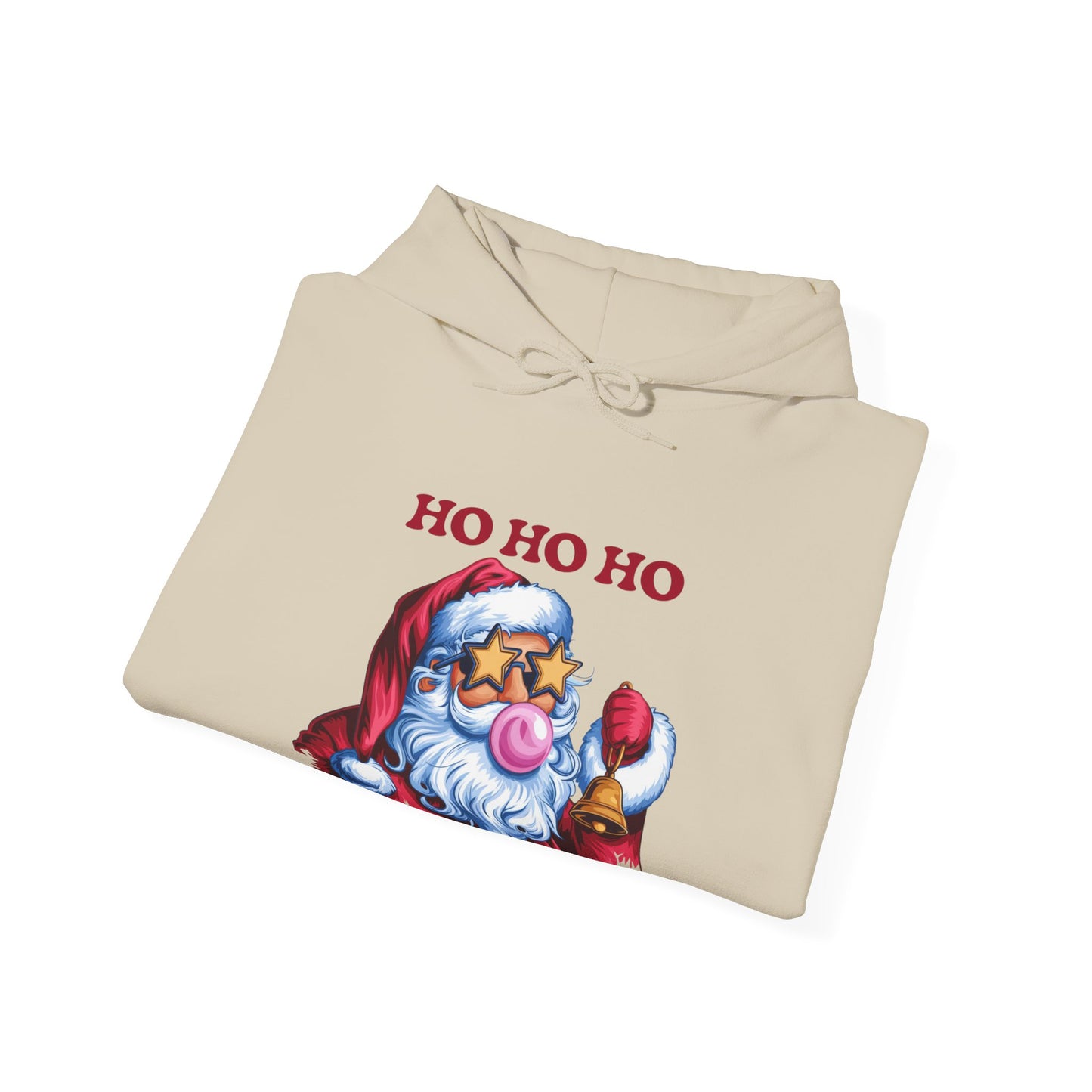 Santa 'Ho Ho Ho' Graphic Hoodie — Festive Retro Santa Pullover for Christmas