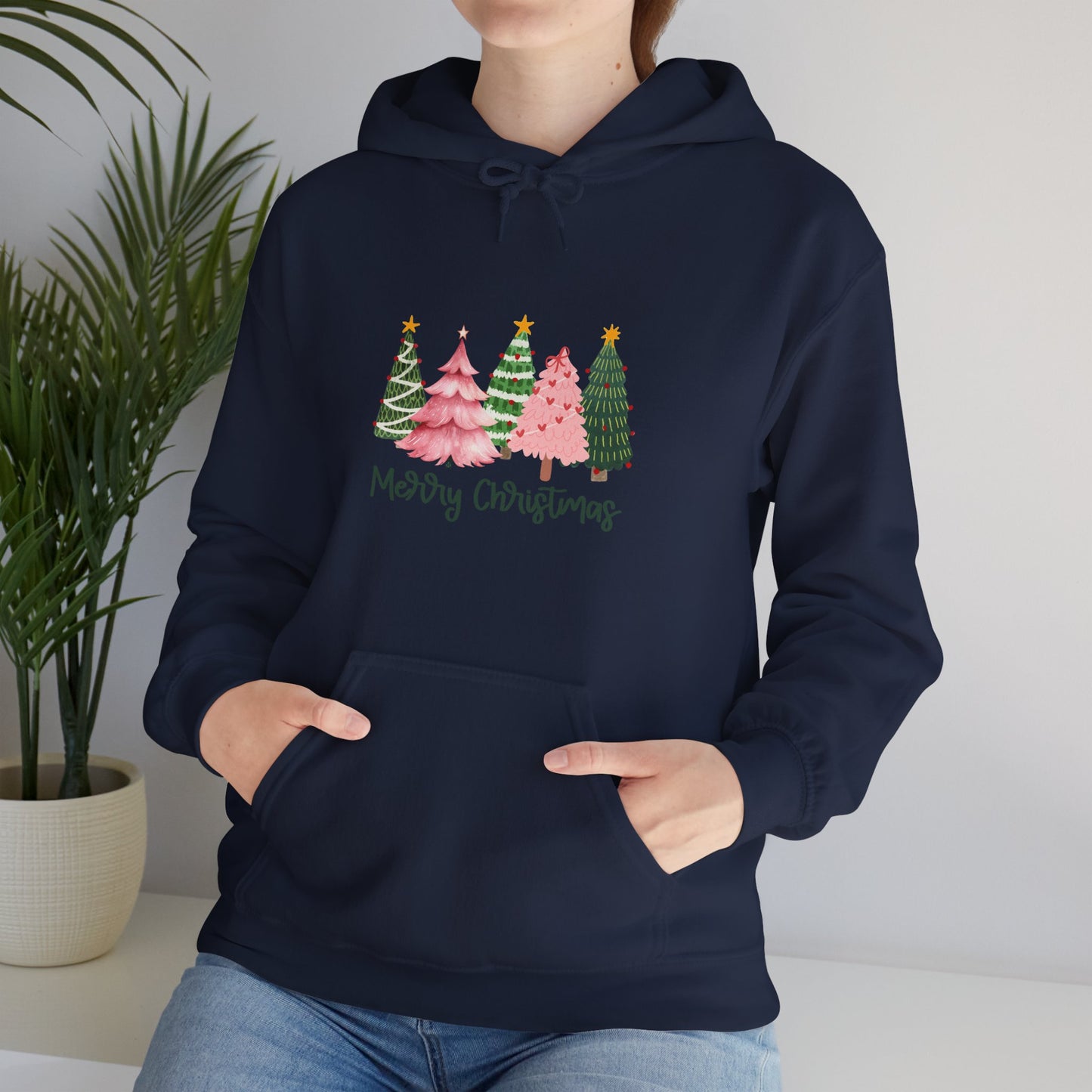 Christmas Tree Cluster Hoodie – "Merry Christmas" Festive Holiday Sweatshirt