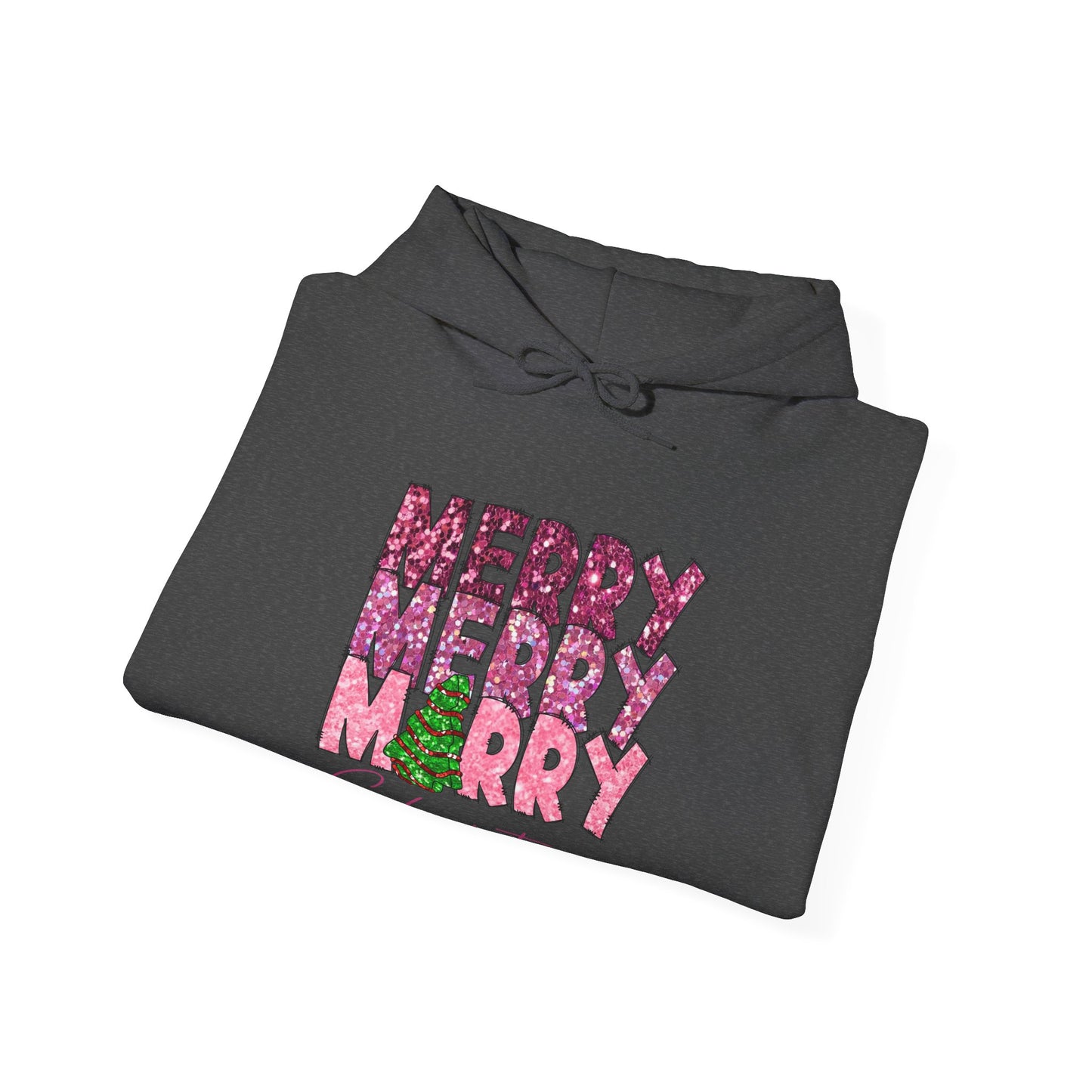 Merry Merry Merry Christmas Hoodie — Festive Floral Holiday Sweatshirt