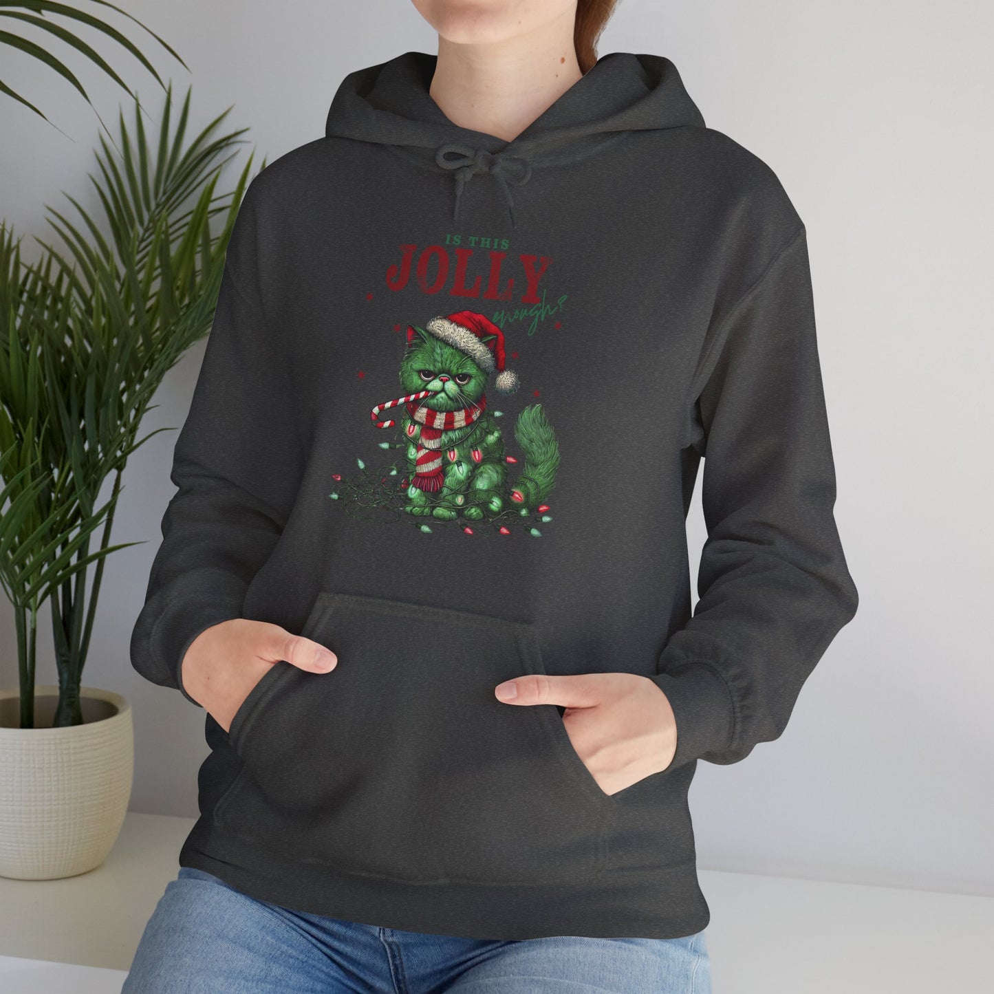 Holiday Dino Hoodie - "Be Jolly" Cute Christmas T-Rex Sweatshirt