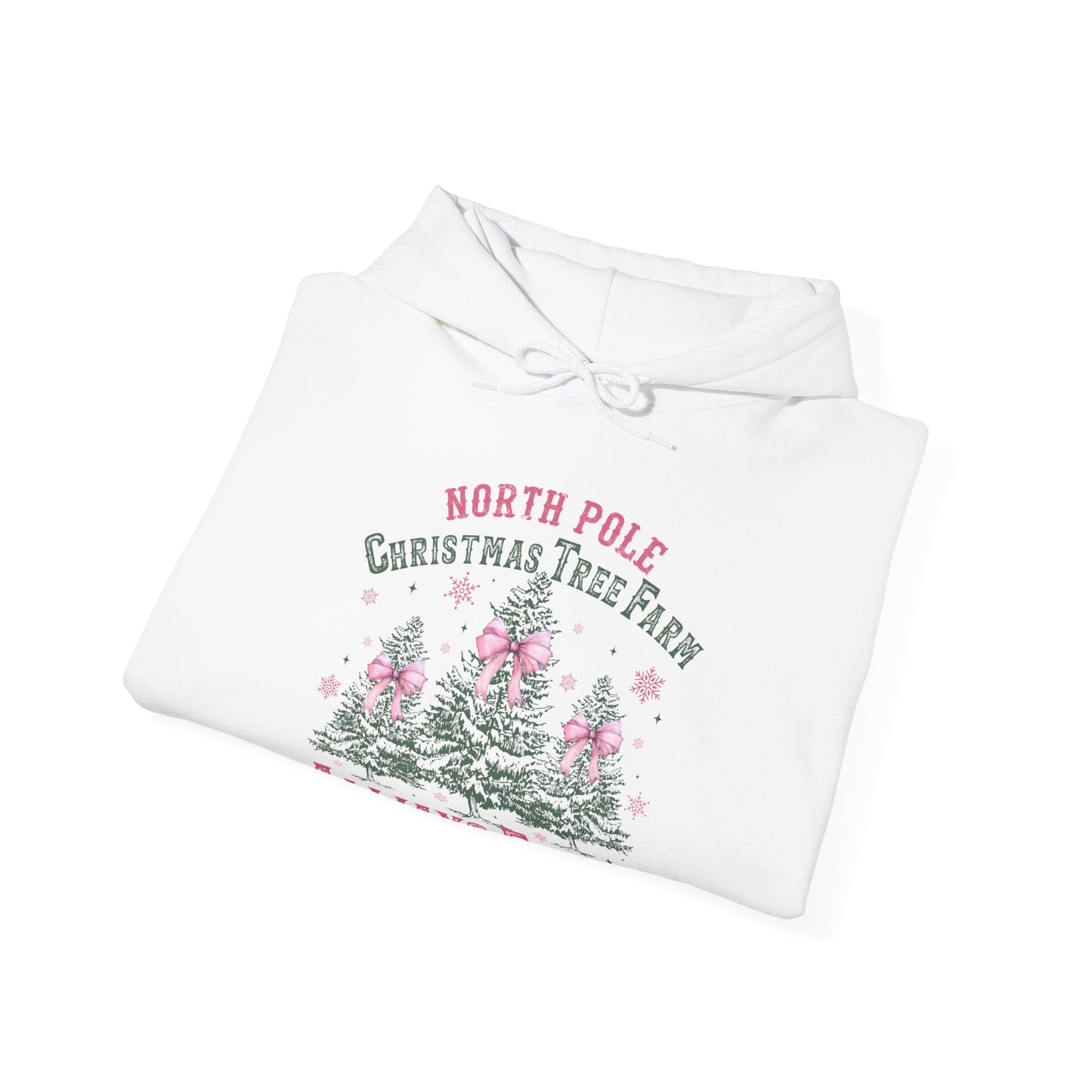 Christmas Tree Farm Hoodie - "North Pole Christmas Tree Farm Always Fresh" Cozy Holiday Pullover