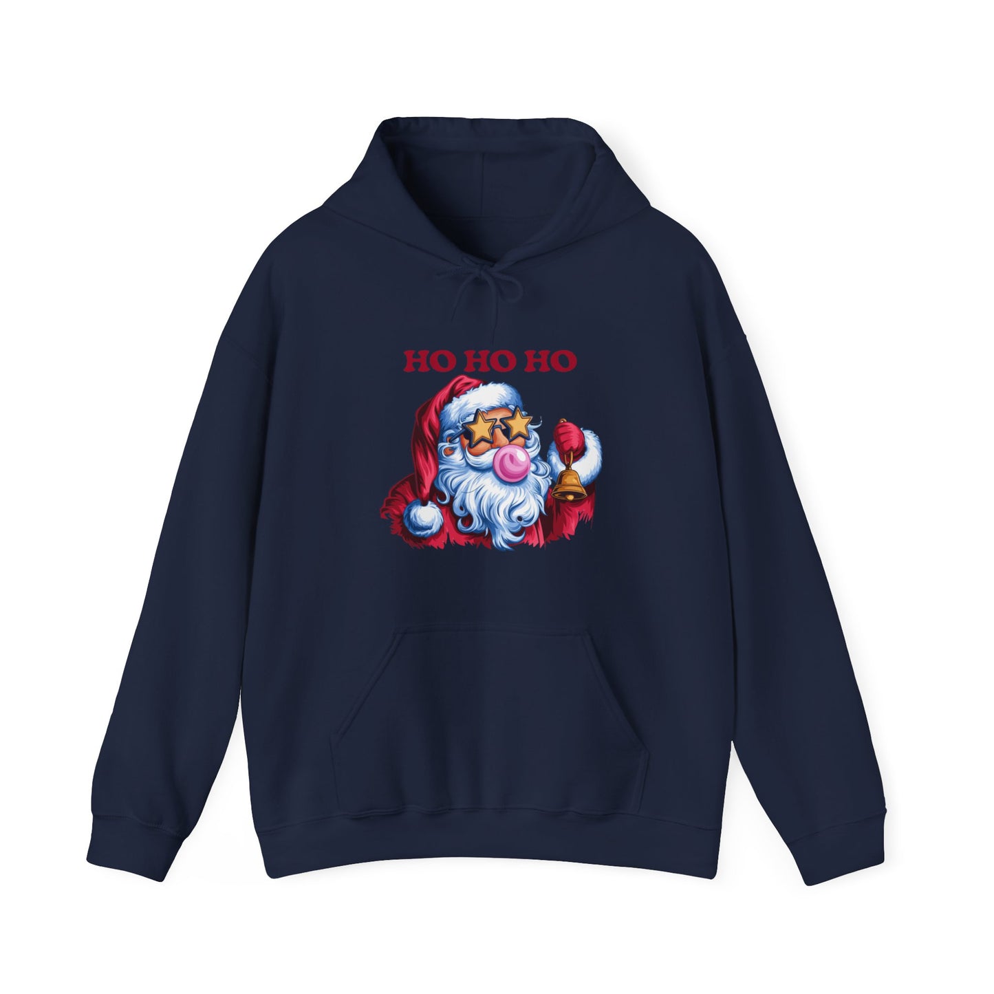 Santa 'Ho Ho Ho' Graphic Hoodie — Festive Retro Santa Pullover for Christmas
